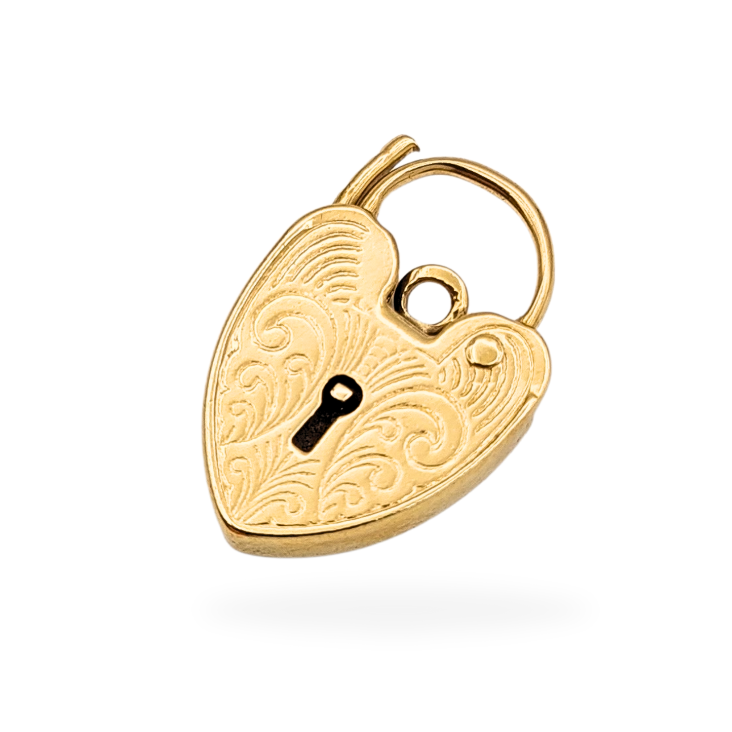 9ct Gold Engraved Heart Padlock, London 1977
