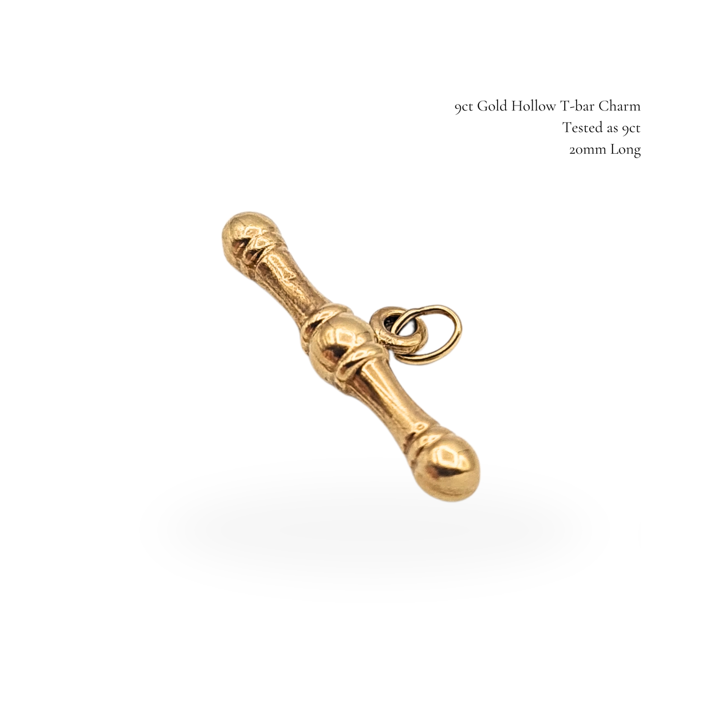 Tiny 9ct Gold Albert Chain T Bar Charm 20mm Hollow Lightweight