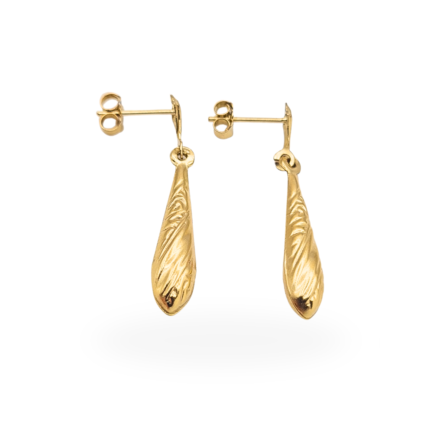 9ct Gold Bombe Drop Earrings Lightweight Long Dangle Earrings