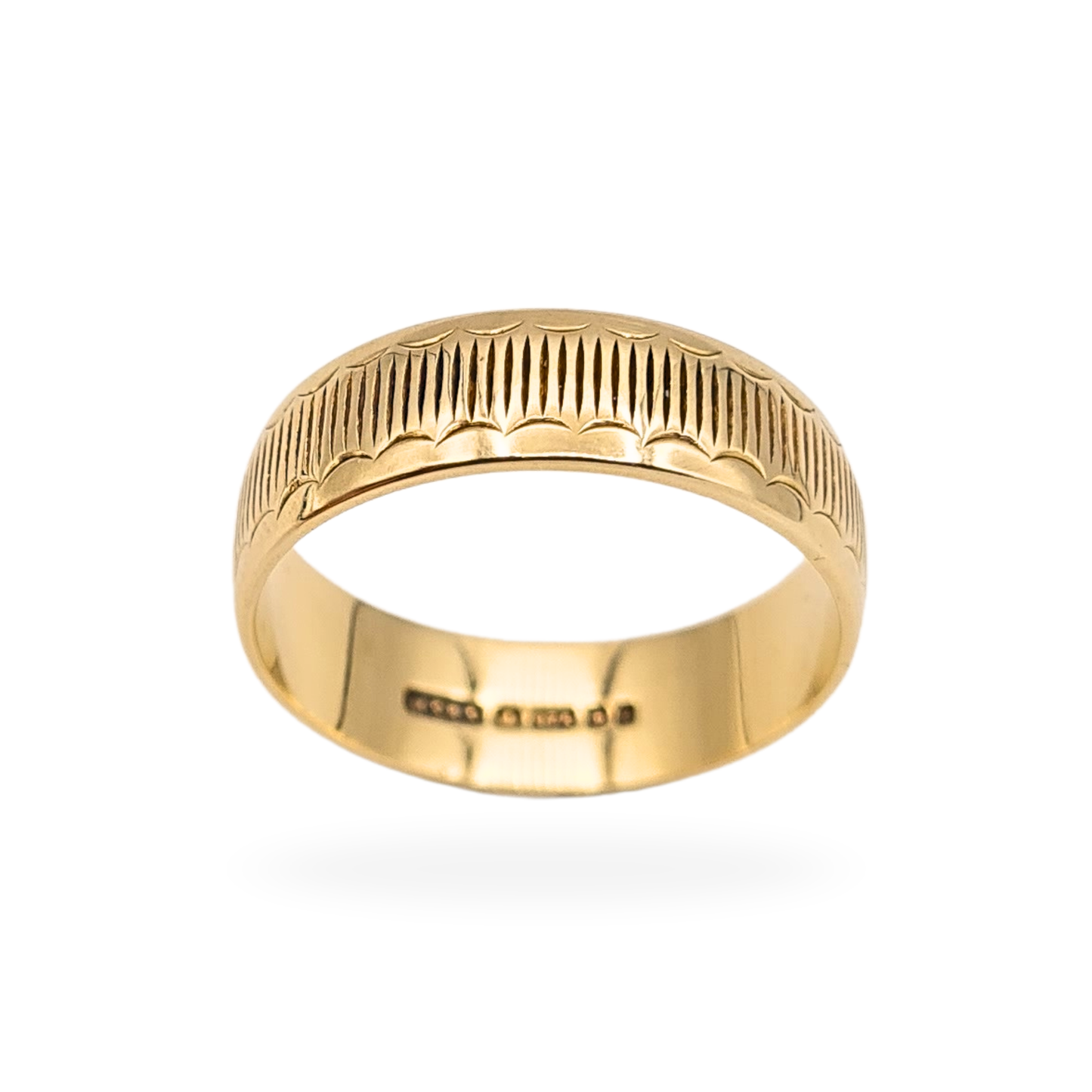 9ct Gold Patterned Ring - 1970's Patterned Retro Ring UK O  US 7 1/4