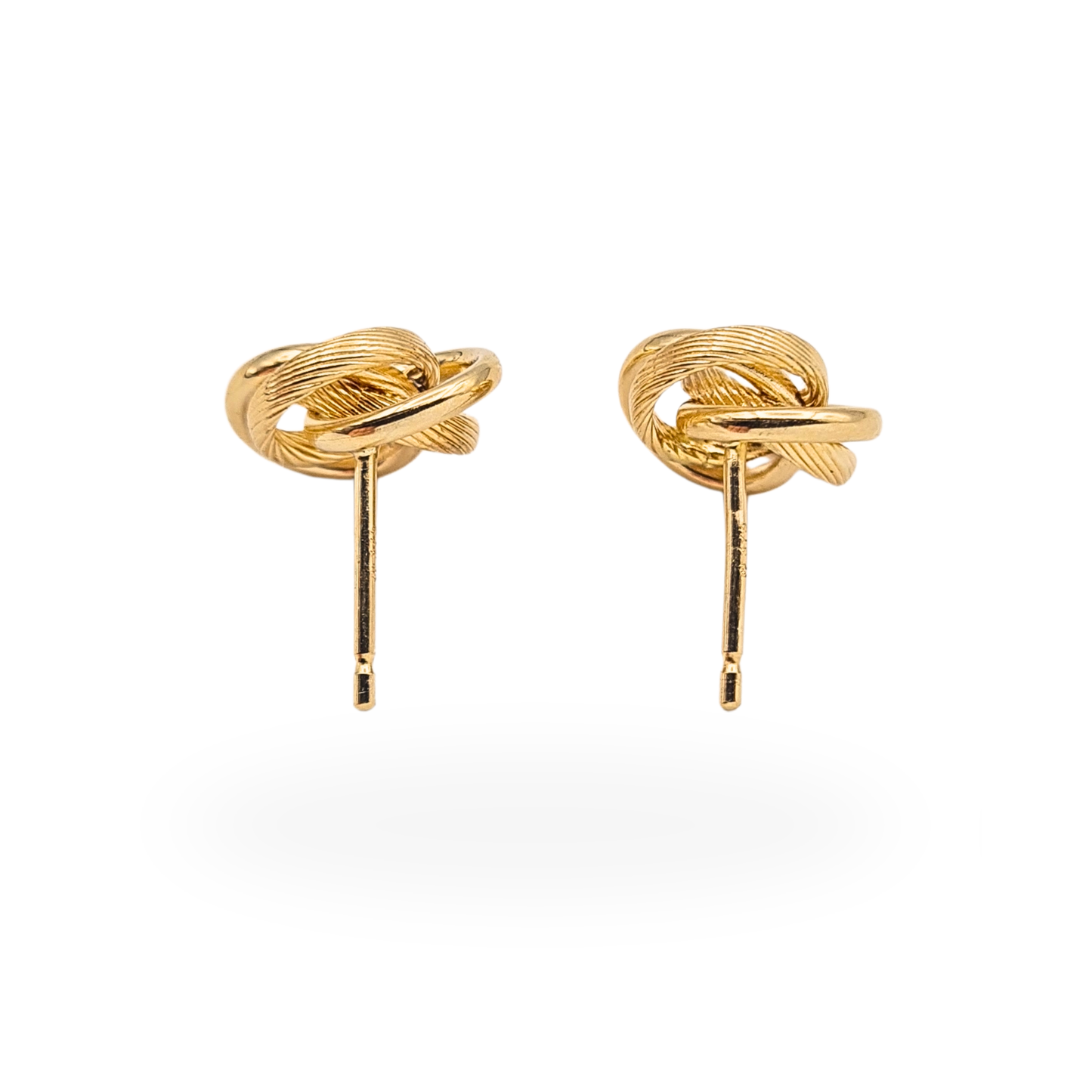 Quality 9ct Gold Twist Knot Earrings Round Woolmark Design Stud Earrings