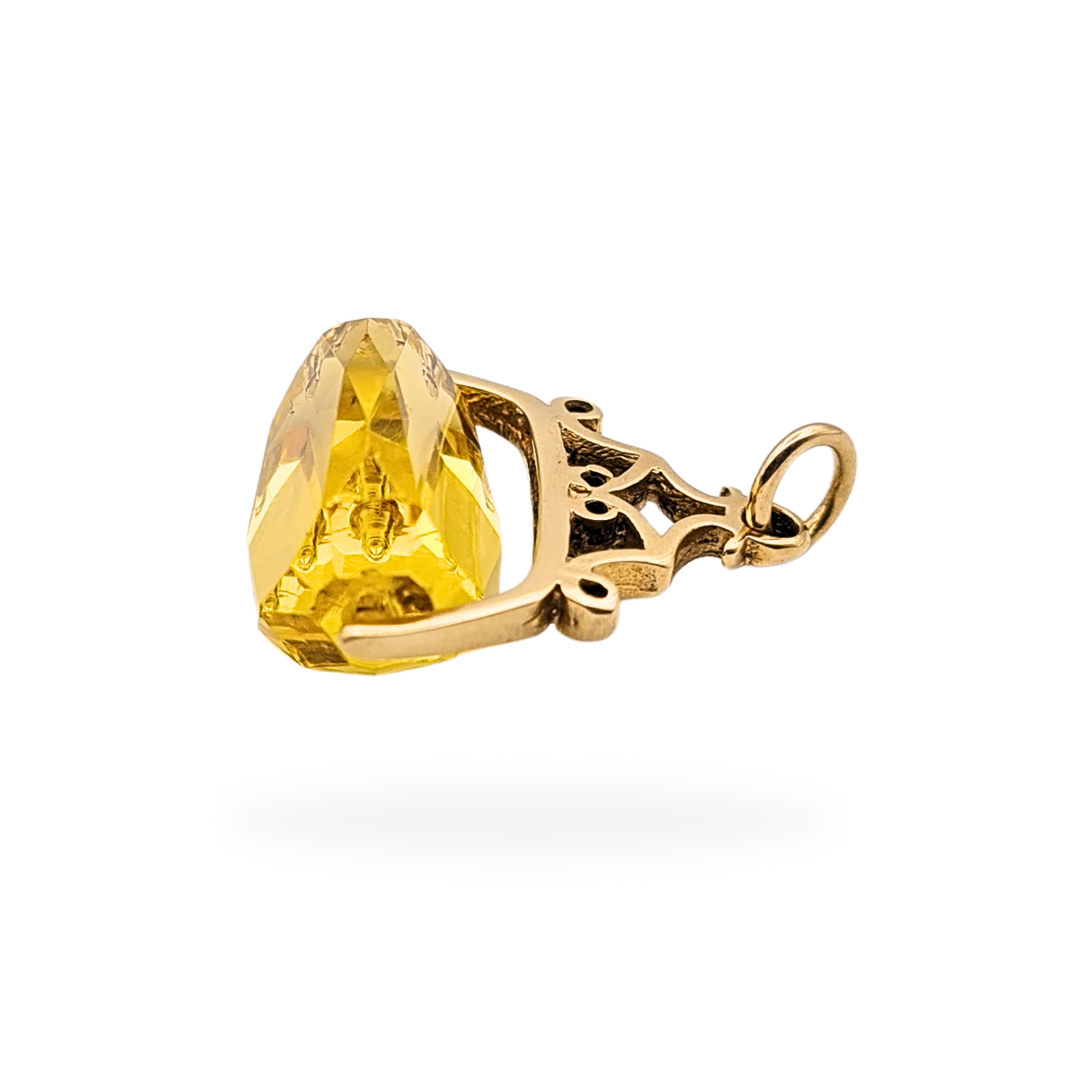 Small 9ct Gold Citrine Spinner Fob Pendant, London 1977