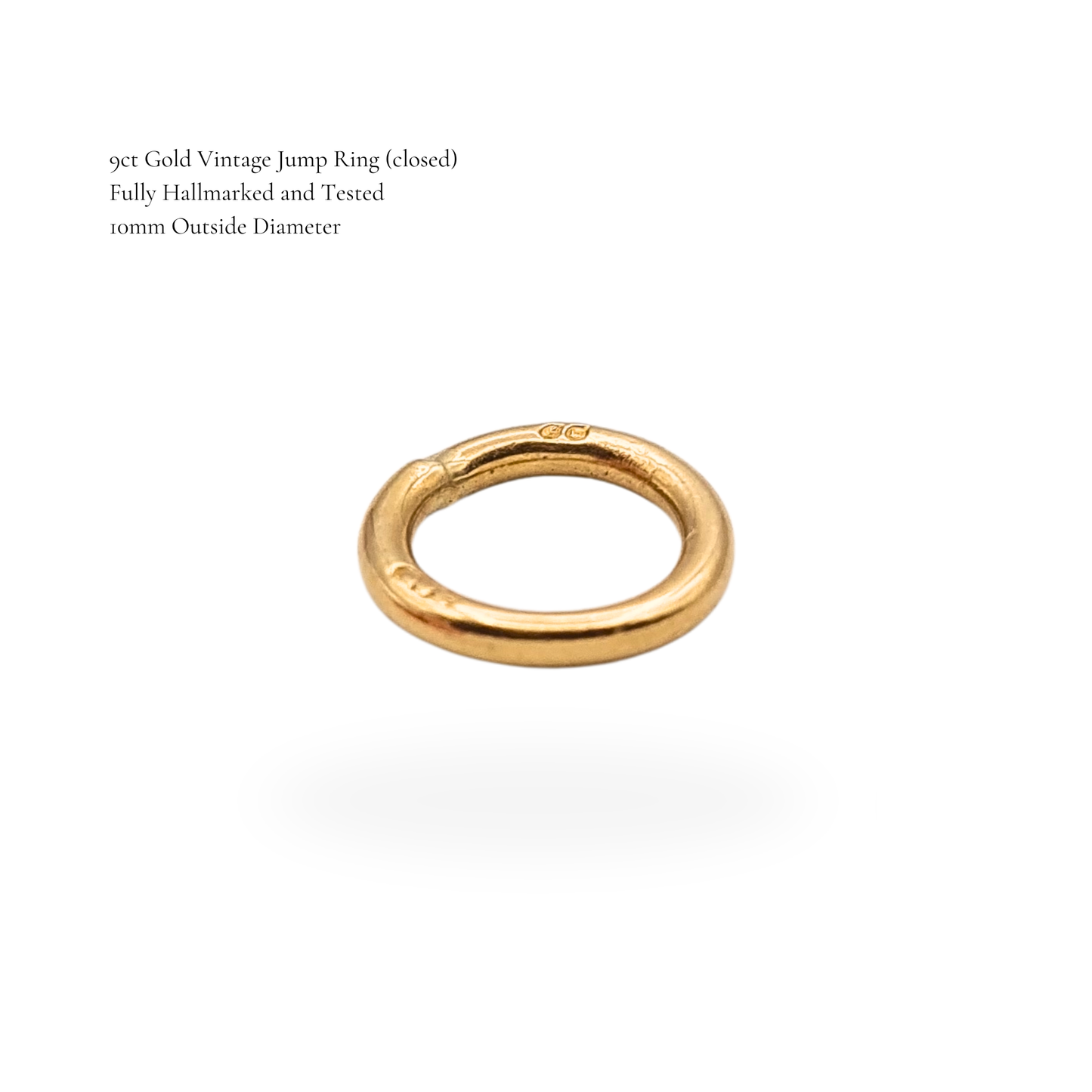 9ct Gold Solid Closed Jump Ring 10mm Hallmarked 0.5g Yellow Gold Connector