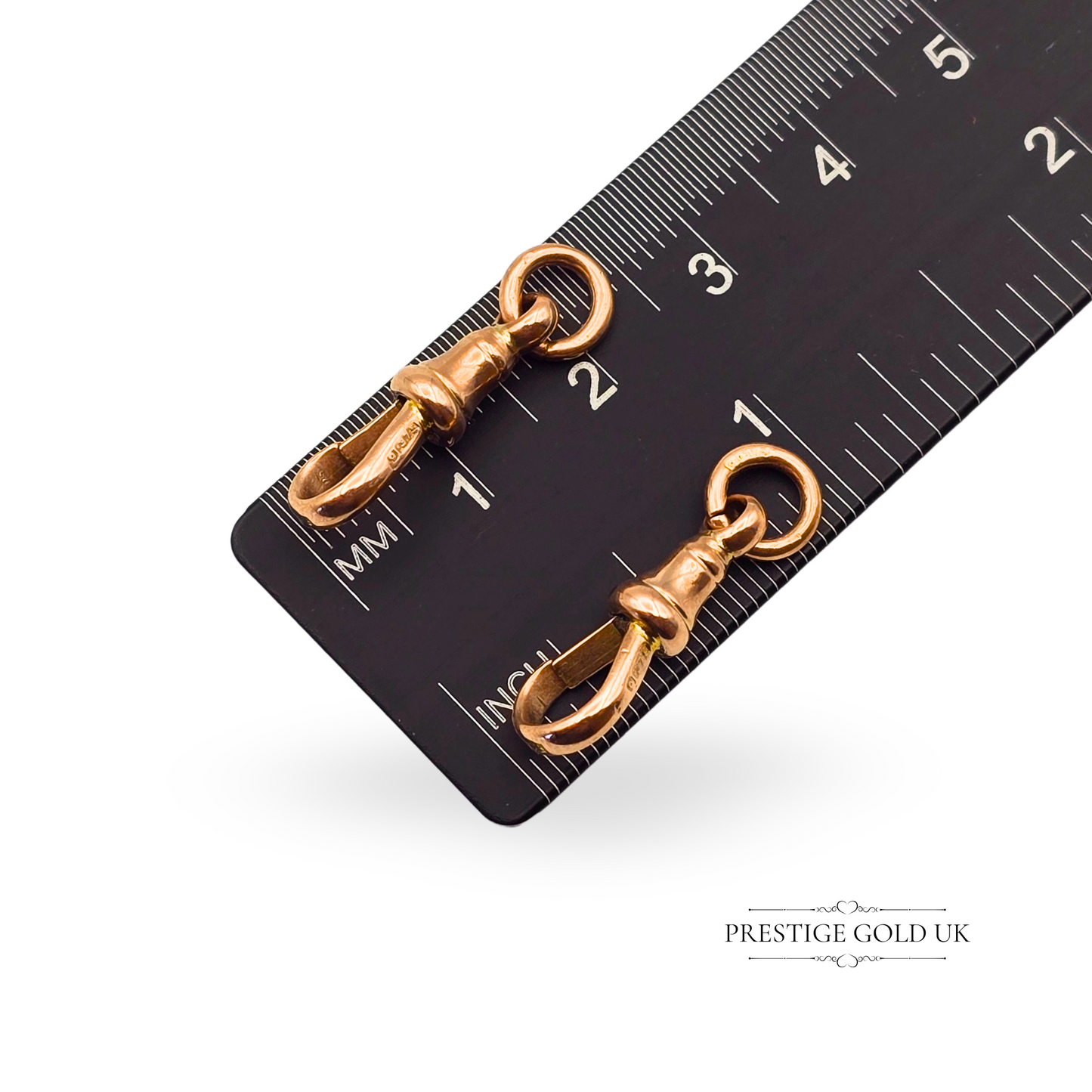 Pair Of Matching Antique 9ct Rose Gold Dog Clip for Albert Chain, With Jump Ring