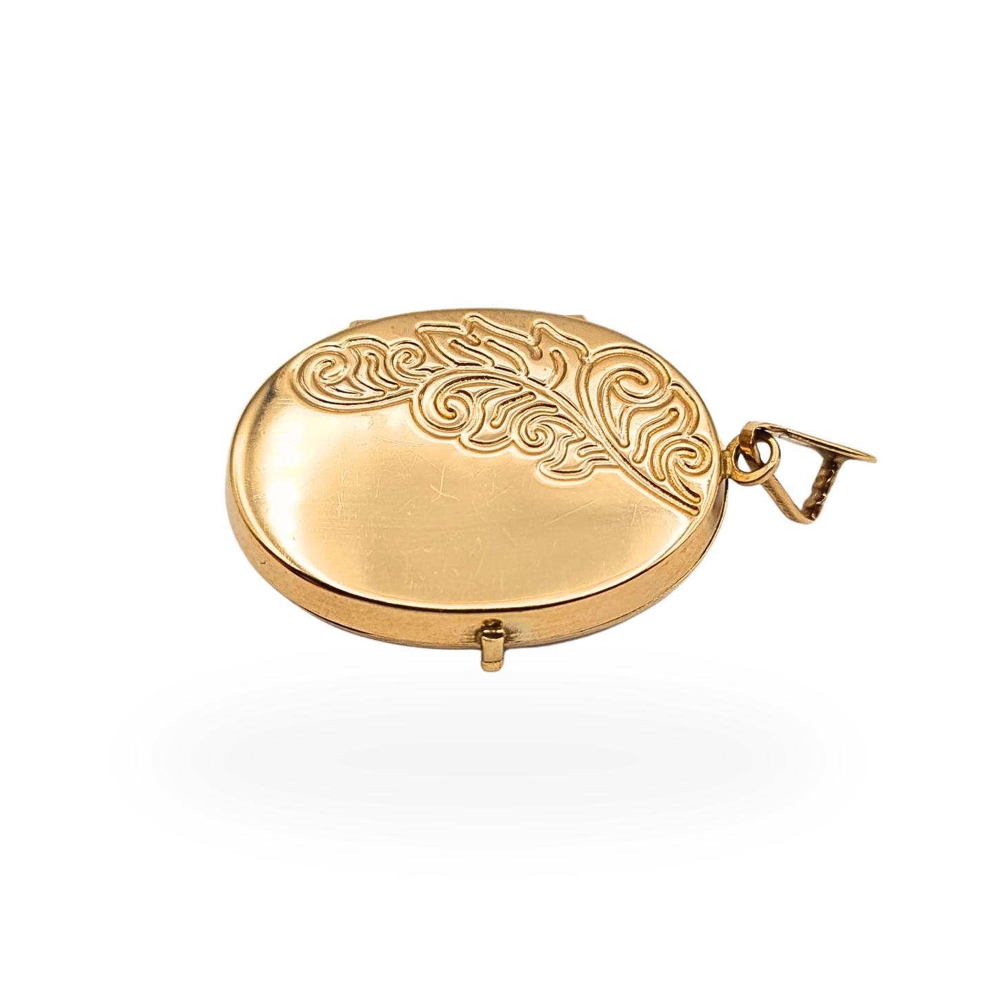 Large 9ct Gold Oval Photo Locket Pendant Engraved Birmingham Hallmark 1991