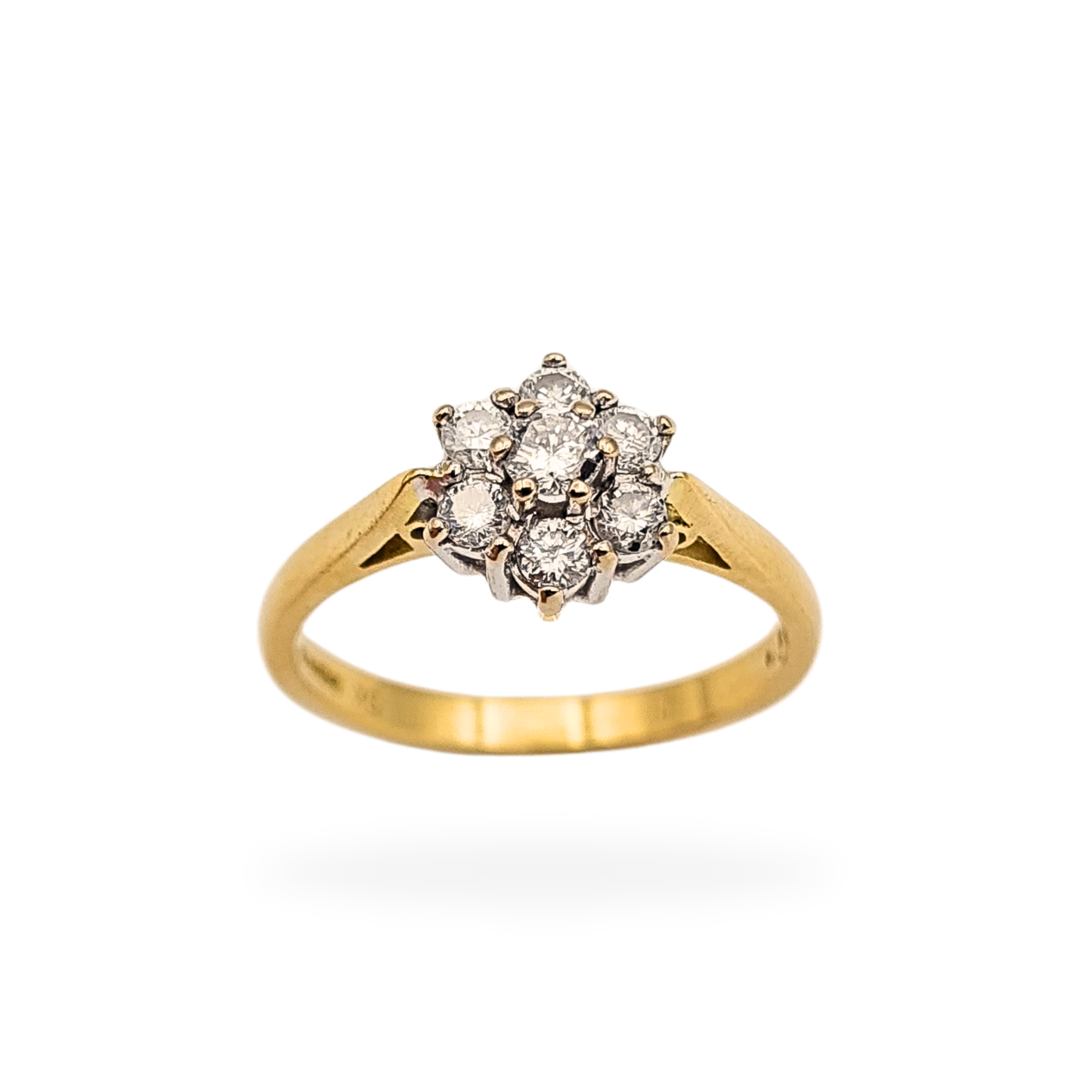 18ct Gold Diamond Cluster Ring 0.50ct Hallmarked UK P 1/2 US 8