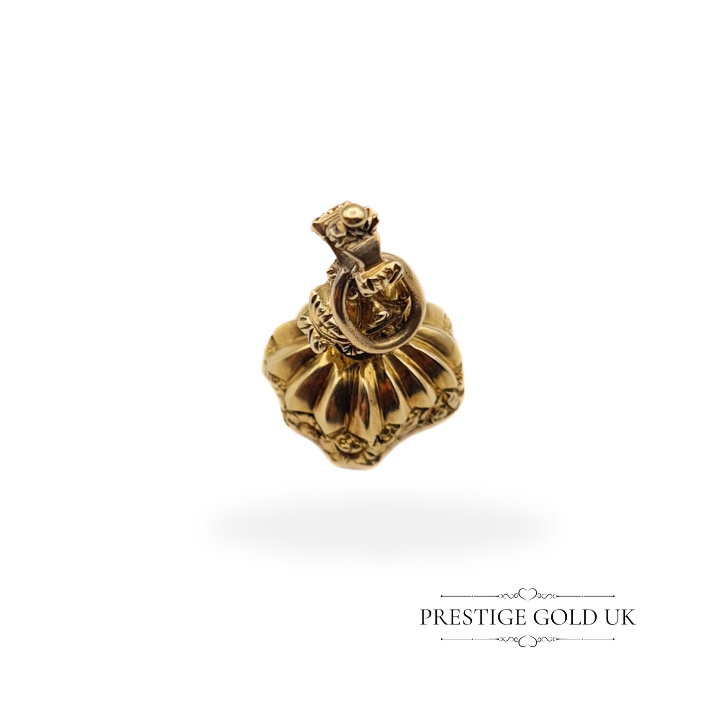9ct Gold Fob Seal Pendant, Stork and Anchor Crest Engraved