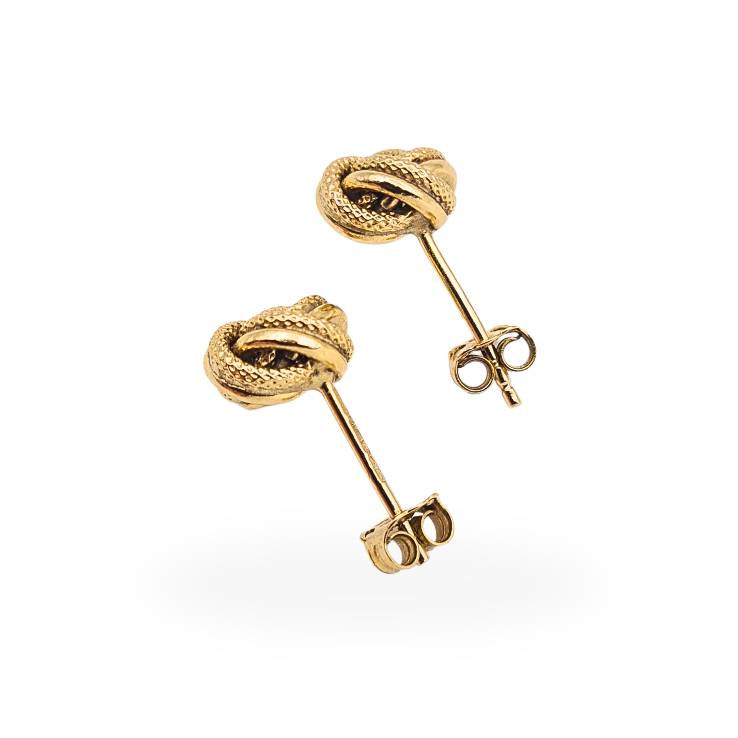 9ct Gold Woolmark Knot Earrings Textured Twist Stud Earrings 375