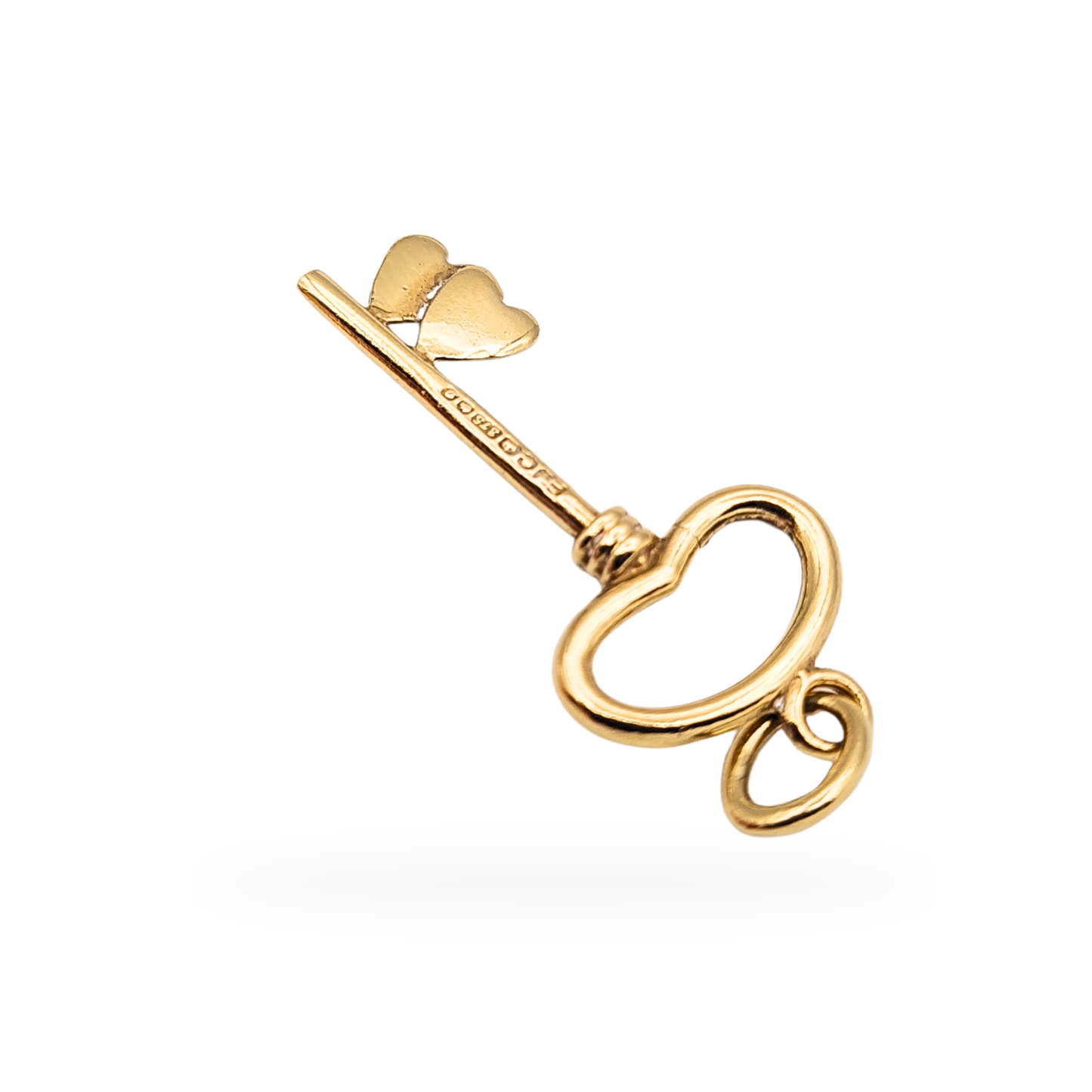 Large 9ct Gold Heart Key Charm 25mm Fully Hallmarked