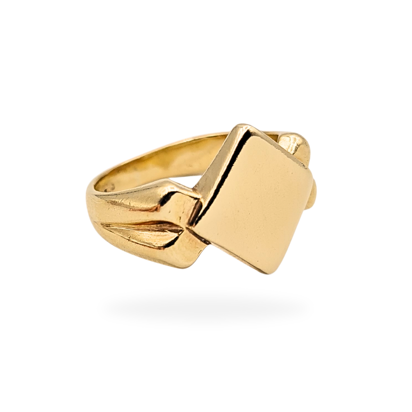 9ct Gold Kite Signet Ring, London 1998, Heavy, UK O US 7