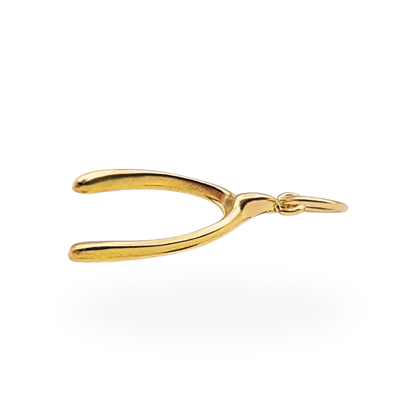 Tiny 9k Gold Wishbone Charm Vintage Good Luck Pendant