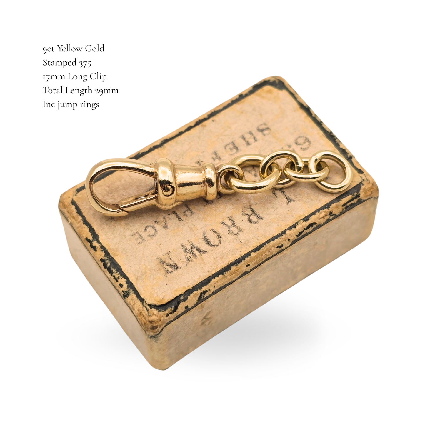 Small Yellow 9ct Gold Albert Chain Dog Clip Clasp With Jump Ring