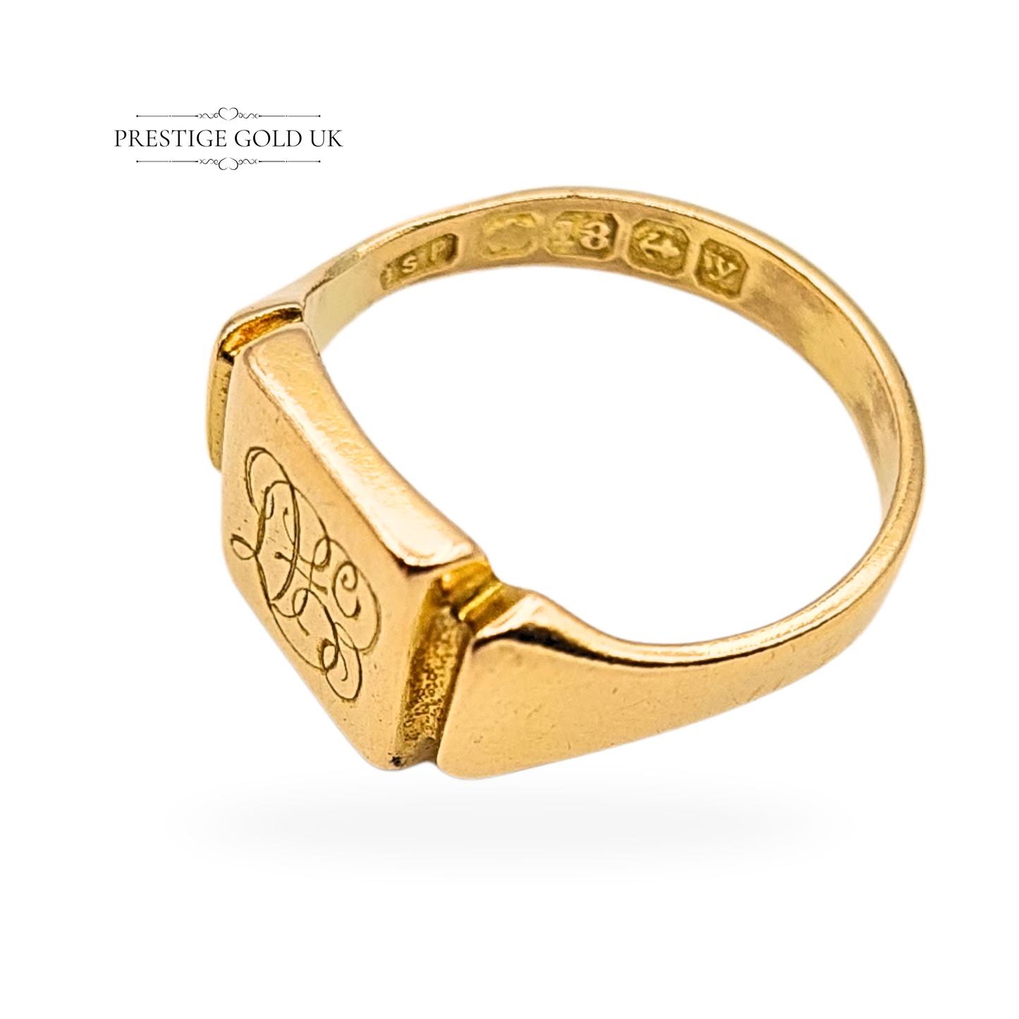 18ct Gold Antique Pinky Ring, Monogram, 1923, UK F / US 3