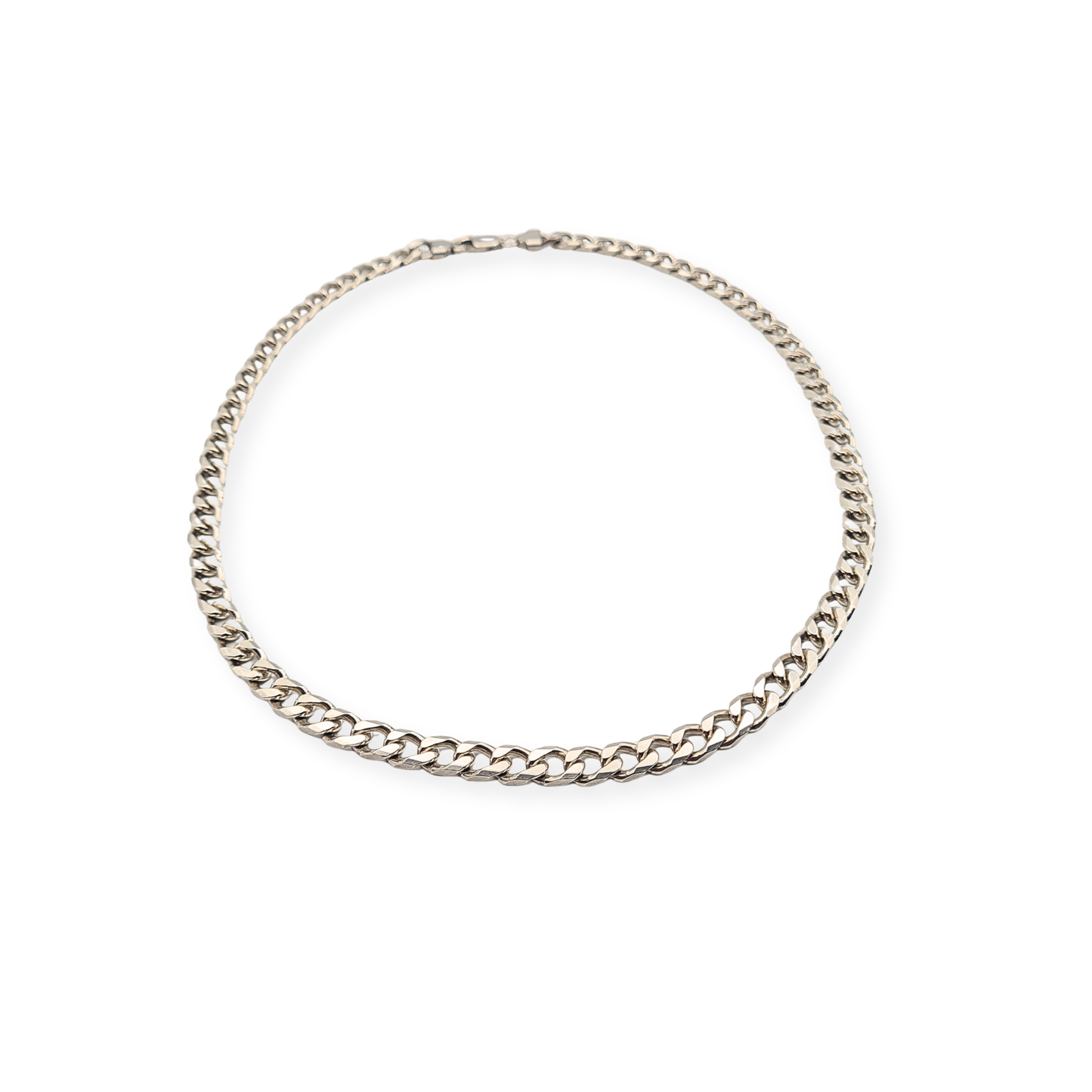 20" Solid Sterling Silver Flat Curb Chain Necklace 51cm Vintage 925