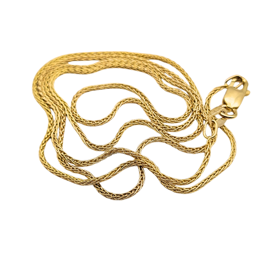 18" Gold Spiga Wheat Chain Necklace,  British Hallmarked 9ct