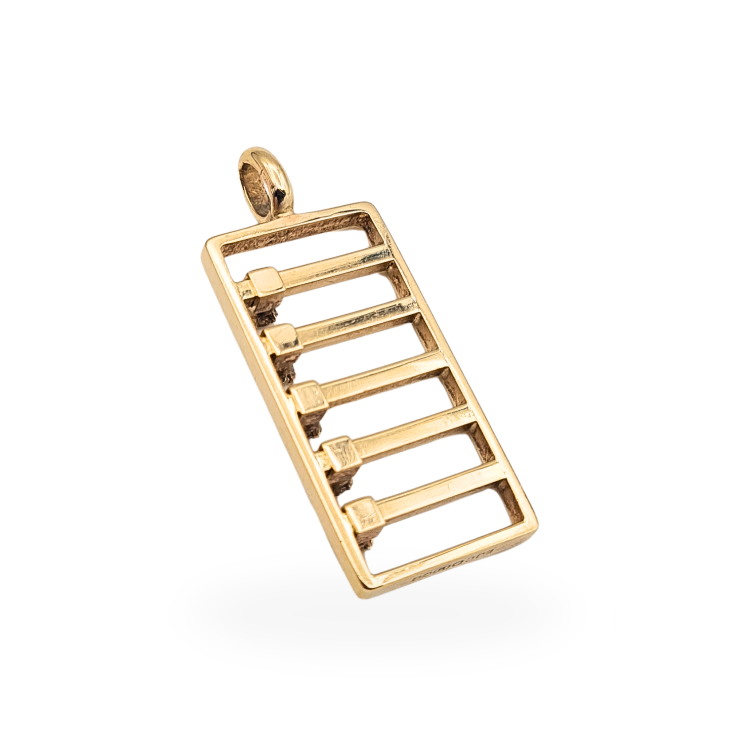 Solid 9k Gold Diamond Set Abacus Pendant Vintage Moving Stones Charm