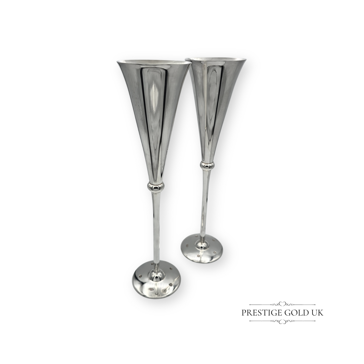 Britannia Silver Flutes Carrs Sheffield 2001 12" ( 30 cm)  Boxed Wedding Gift