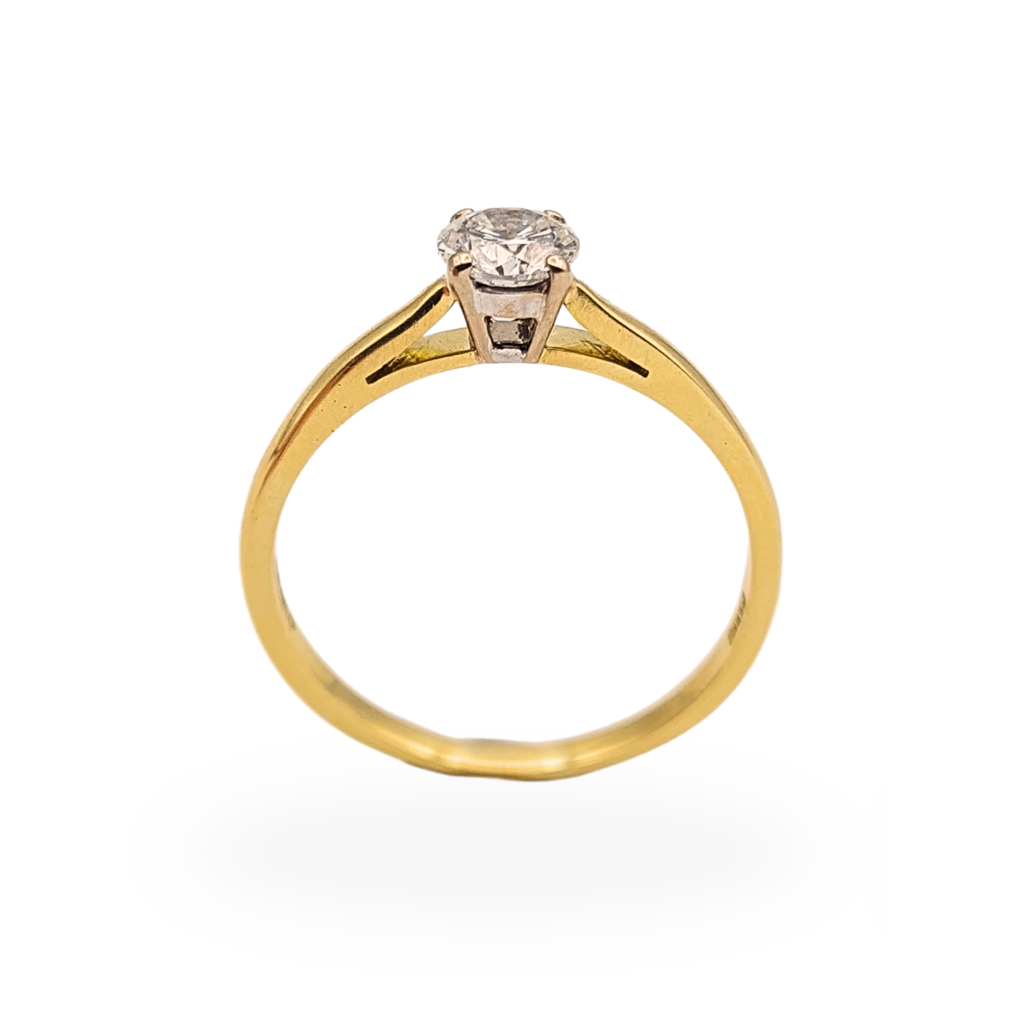 Quality 18ct Gold Diamond Solitaire Engagement Ring  UK Q / US 8.25