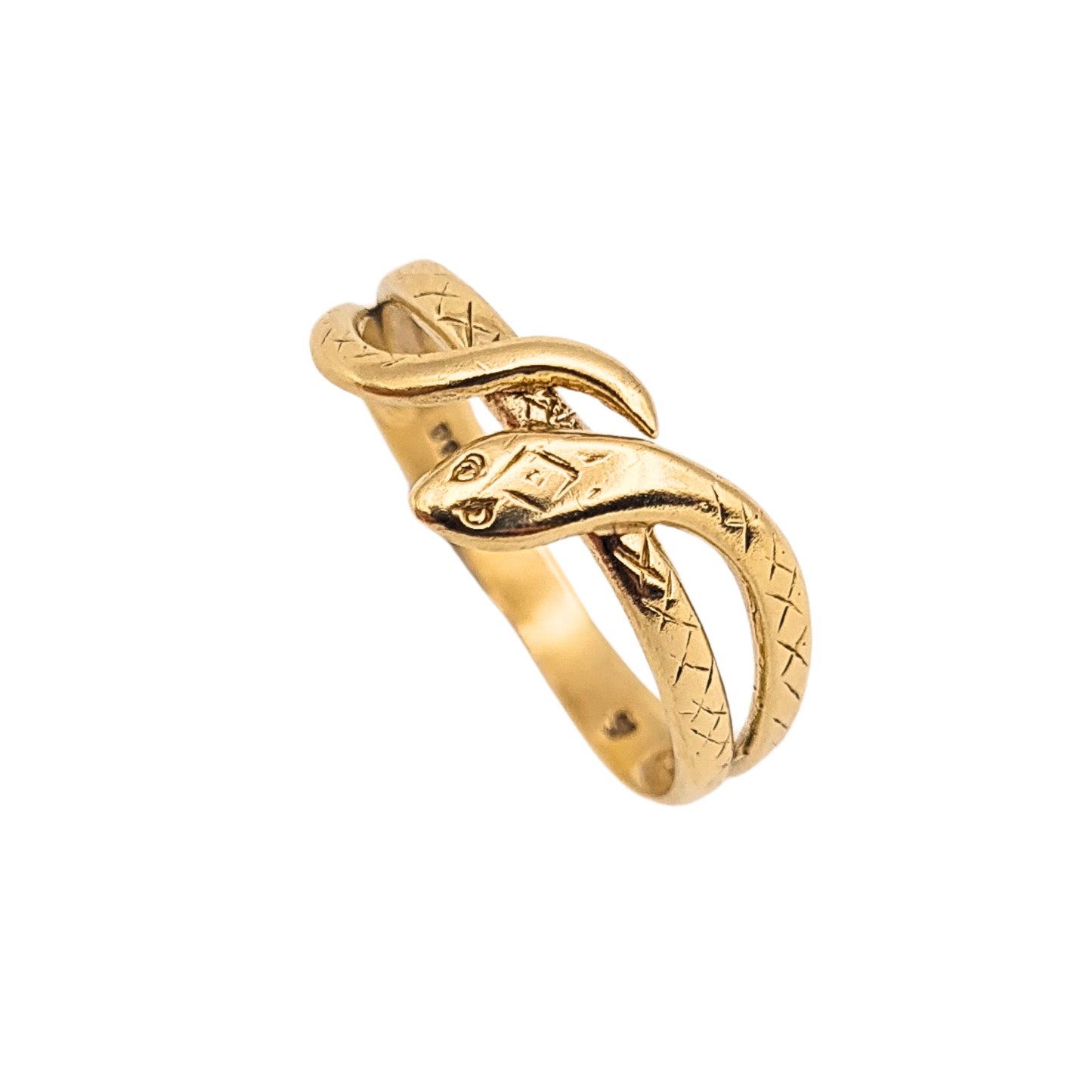 9ct Gold Small Snake Ring Birmingham Hallmarked 1986 UK O US 7.25