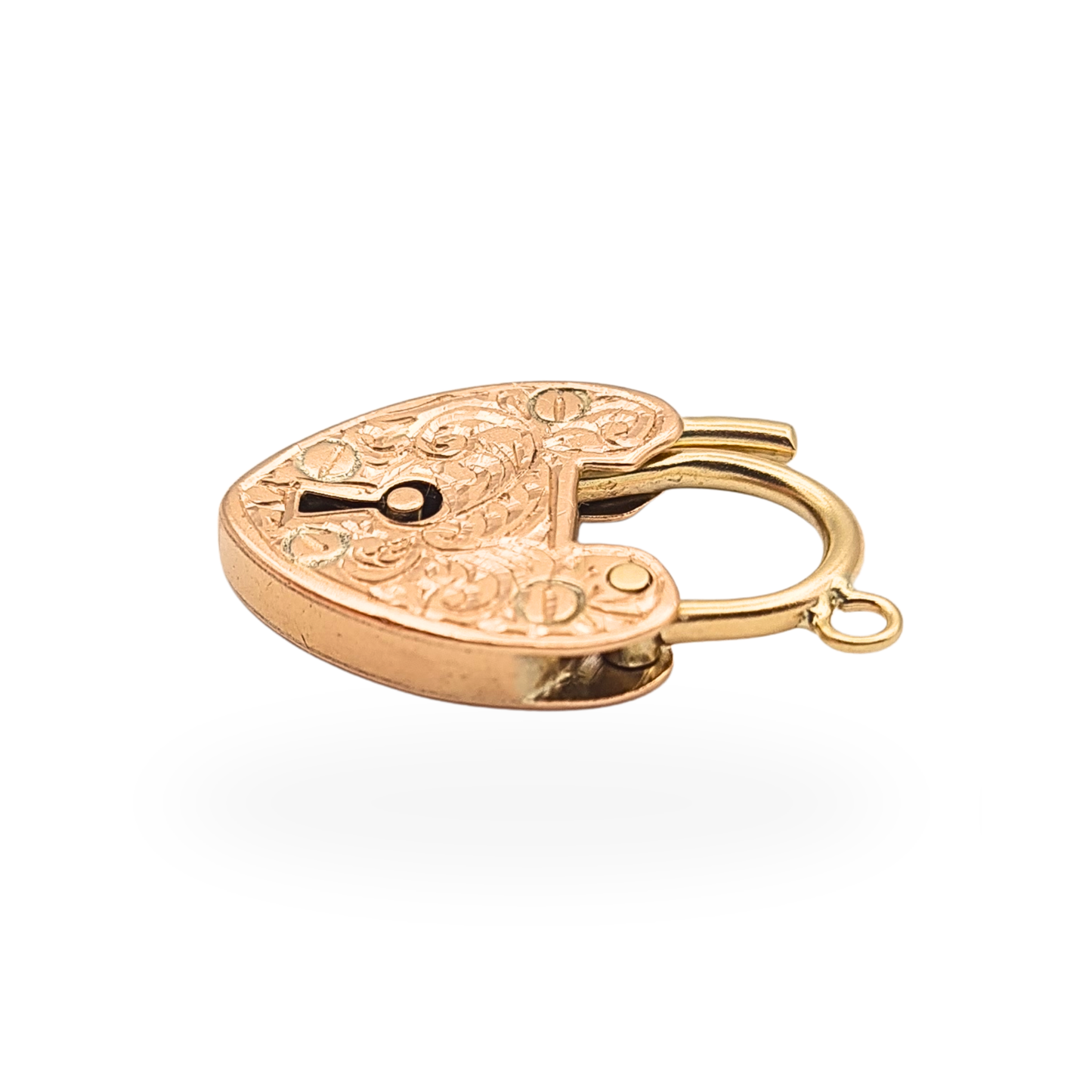 Antique 9ct Rose Gold Heart Padlock 1905 Birmingham Hallmark Engraved