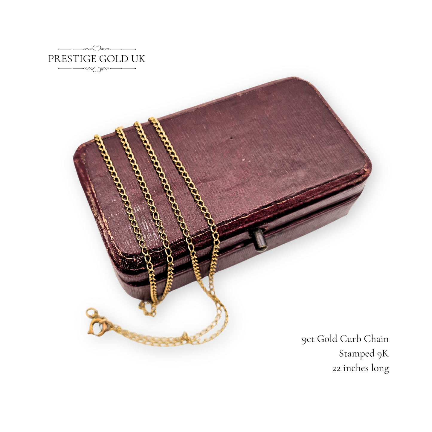 Clearance Item 22" Long Gold Curb Chain, Narrow  Lightweight Chain