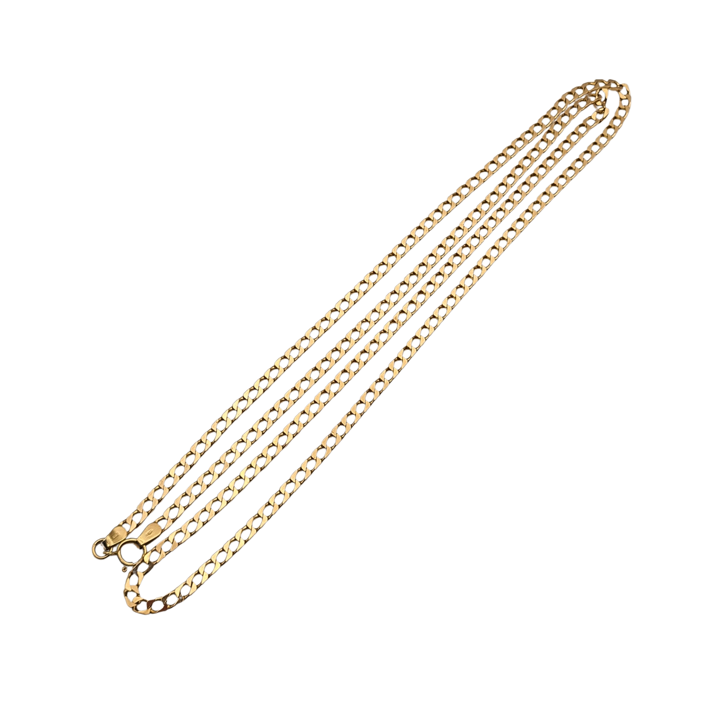 26" Long 9ct Gold Flat Curb Chain Necklace, Spring Clasp