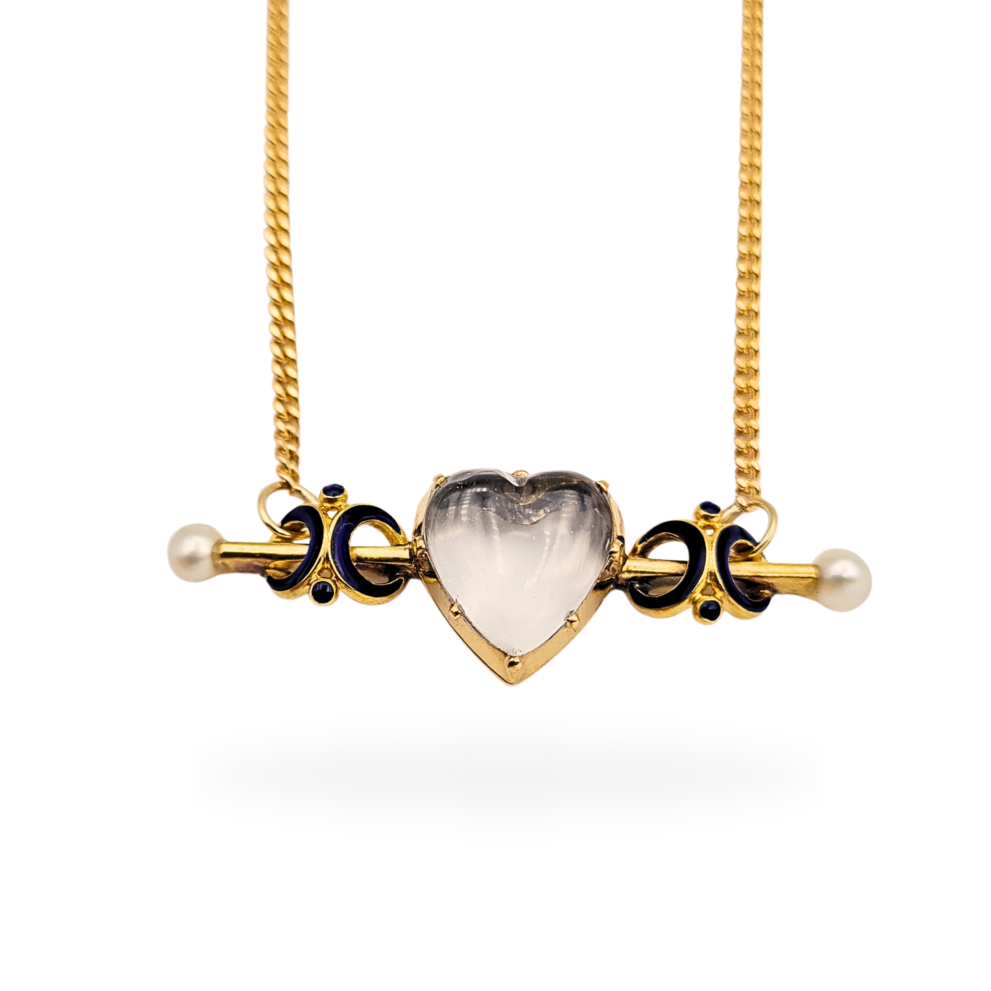 9ct Gold Chain With 15ct Mourning Heart Locket, 17 Inch