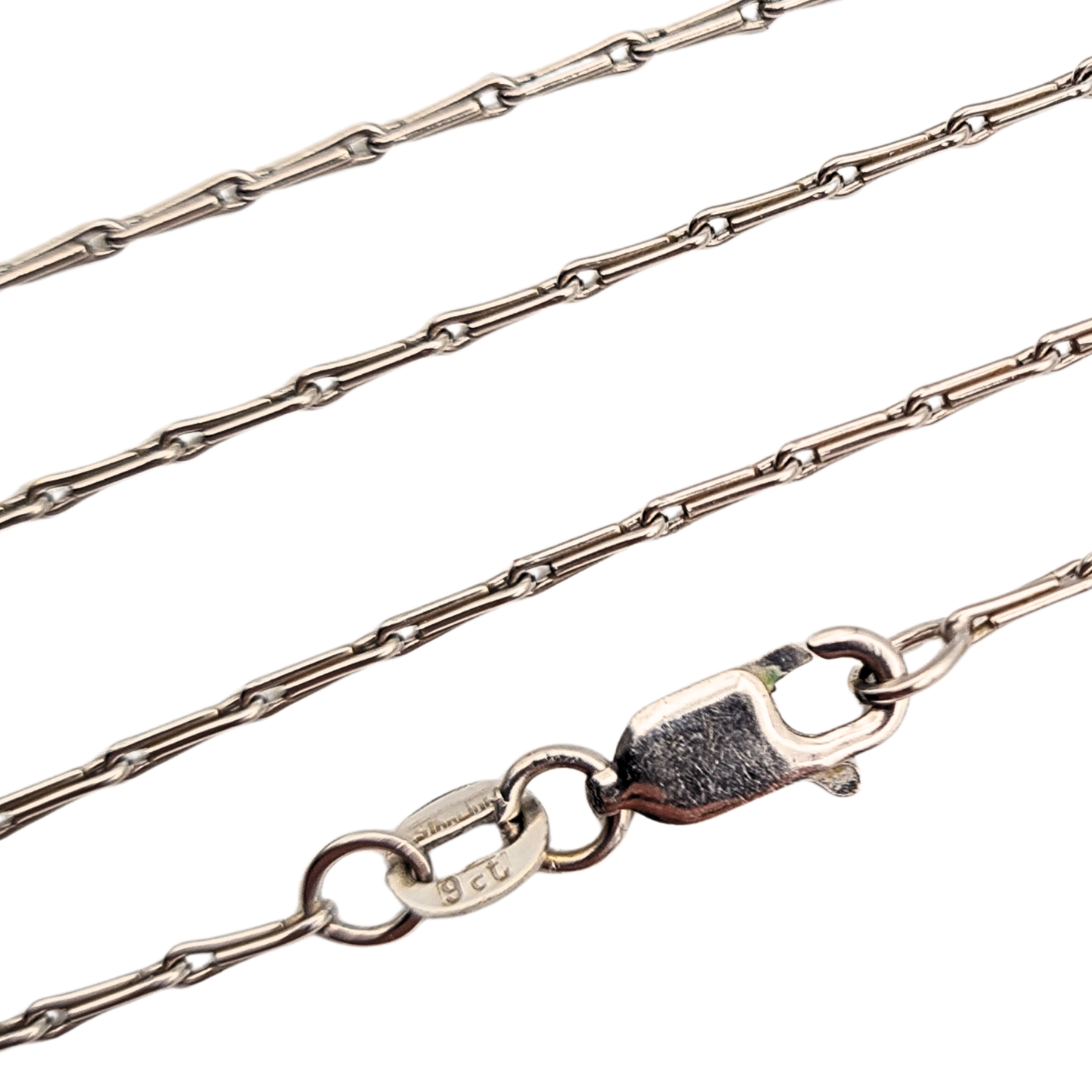 9ct White Gold Paperclip Chain Necklace, 18 Inch, Hallmarked