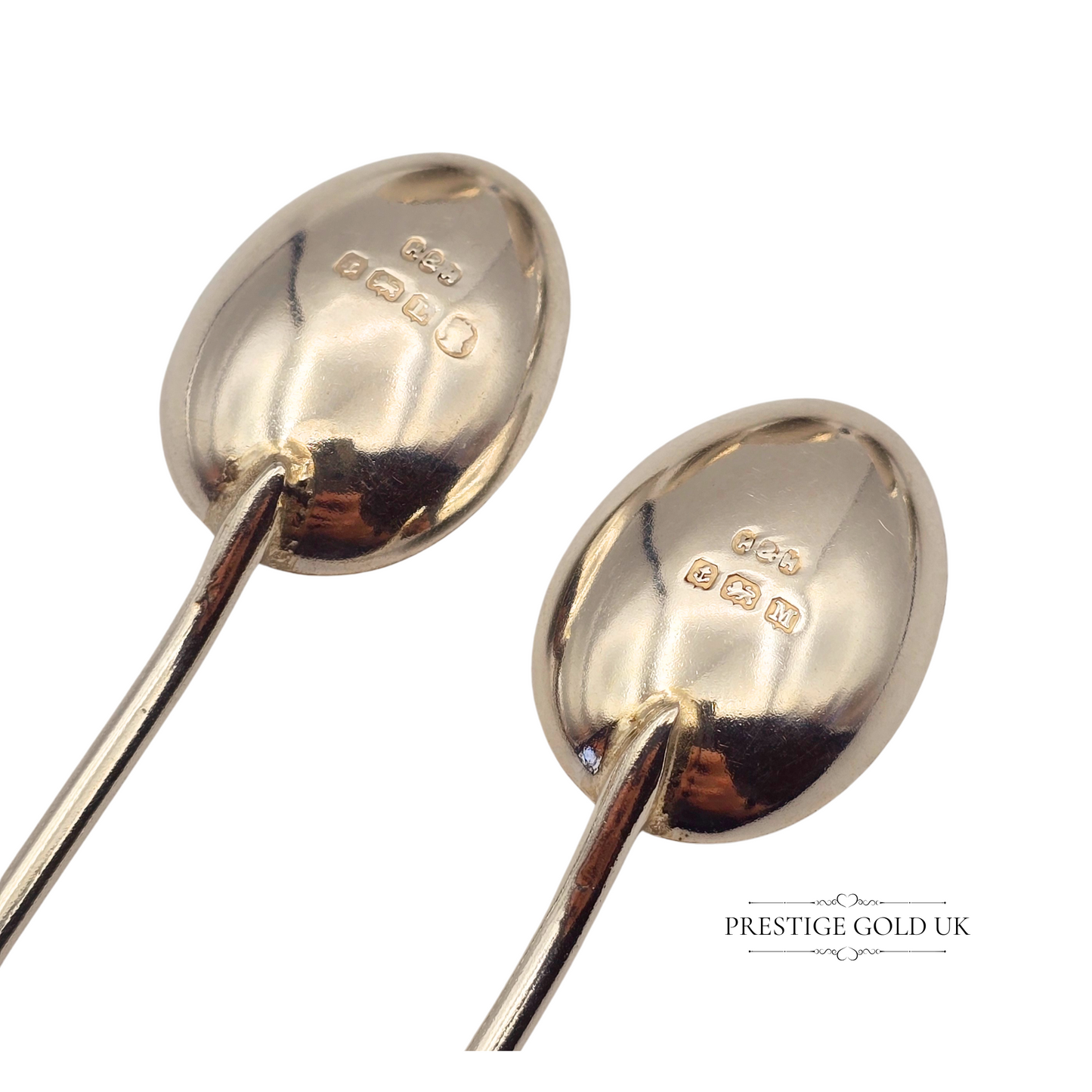 1930's Sterling Silver Coffee Bean Spoons, Set of 6, Birmingham Hallmarked