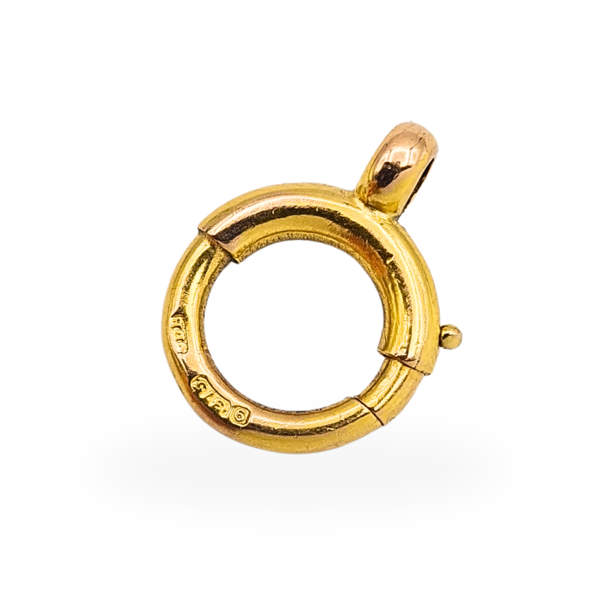 9ct gold large bolt ring clasp with spring-loaded fastening and 2mm attachment opening