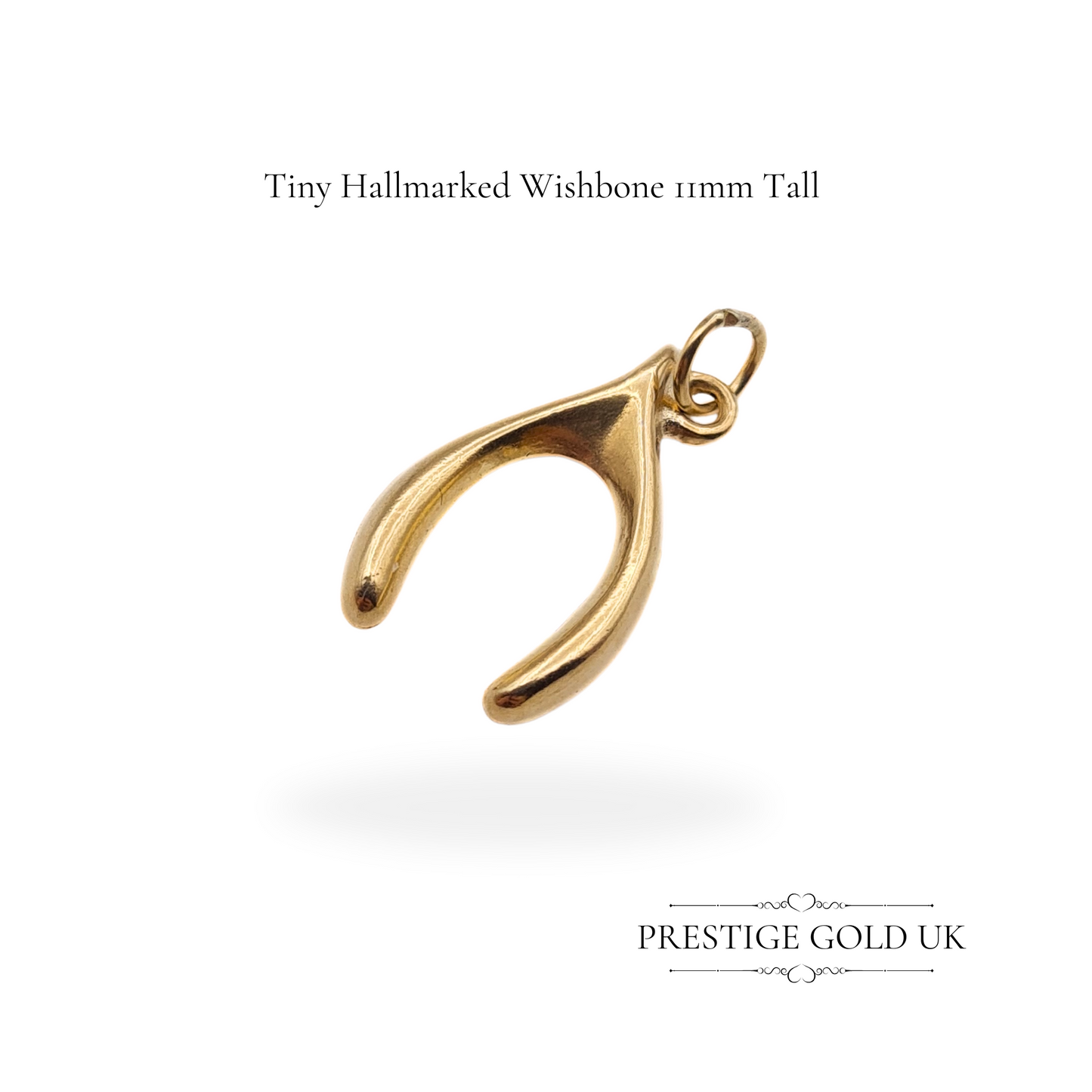 Vintage 9ct Gold Wishbone Charm Pendant, Fully Hallmarked London 1981