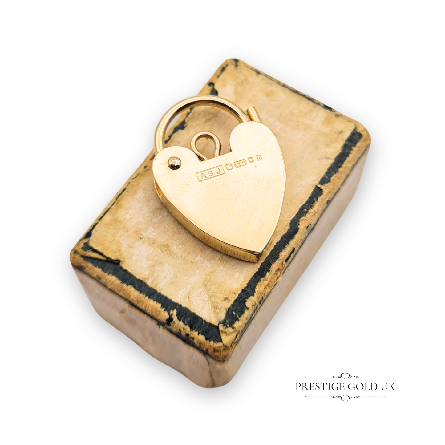 Small 9ct Gold Jewish Menorah Heart Padlock Ornate Engraving, London 1978