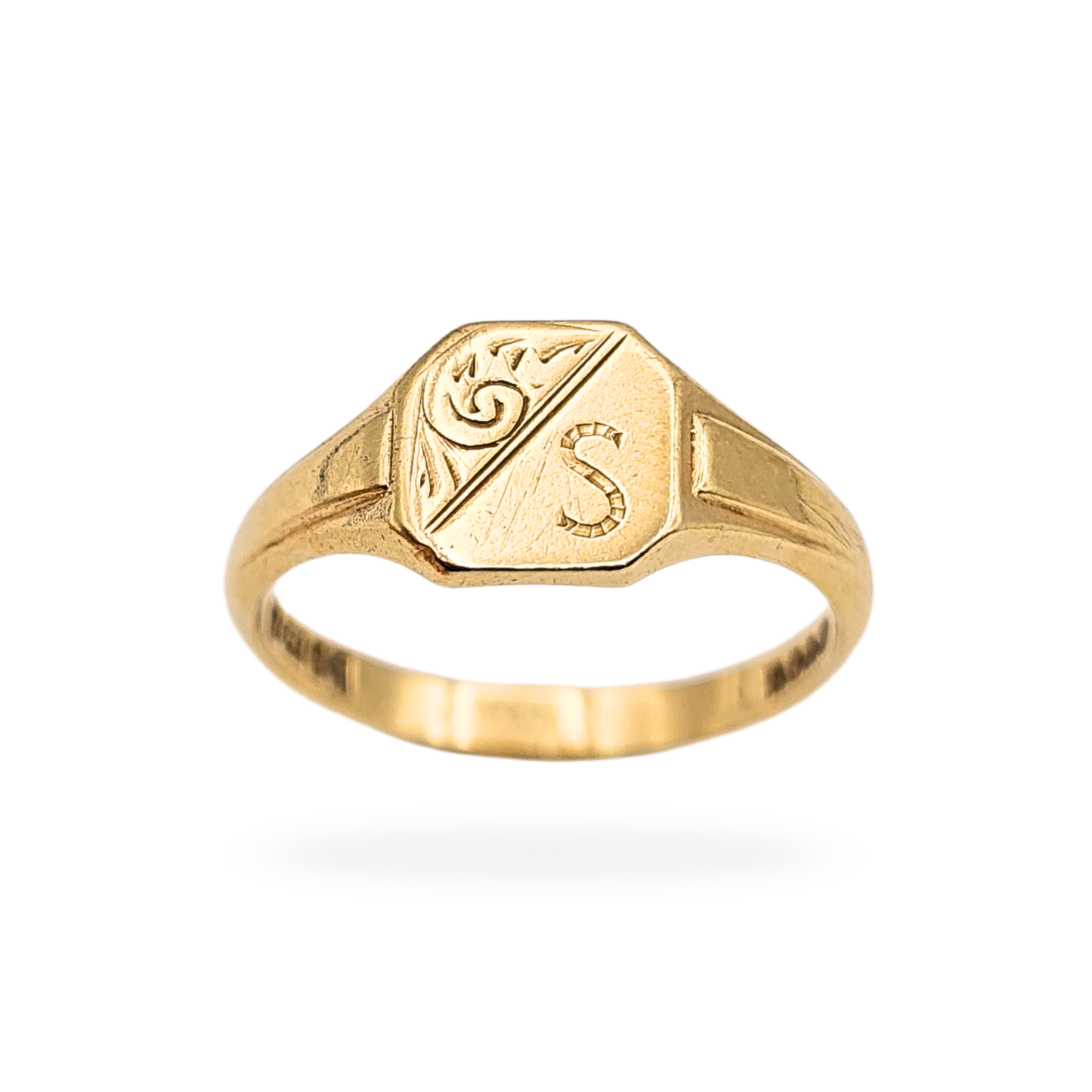 Small 9ct Gold Signet Ring S, Birmingham 1975, UK L 1/2 US 6