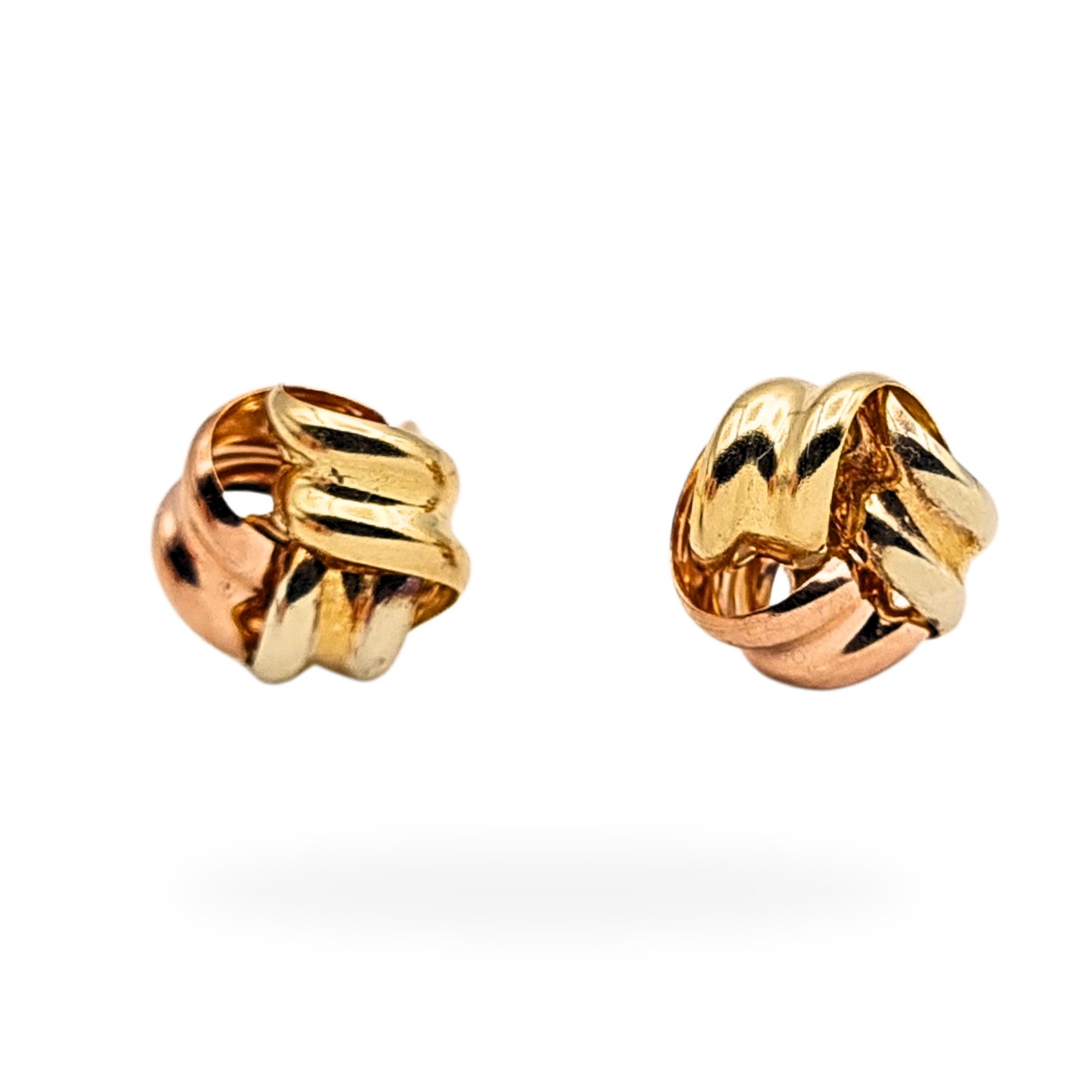 Small 9ct Tri-Colour Knot Stud Earrings With Butterfly Backs