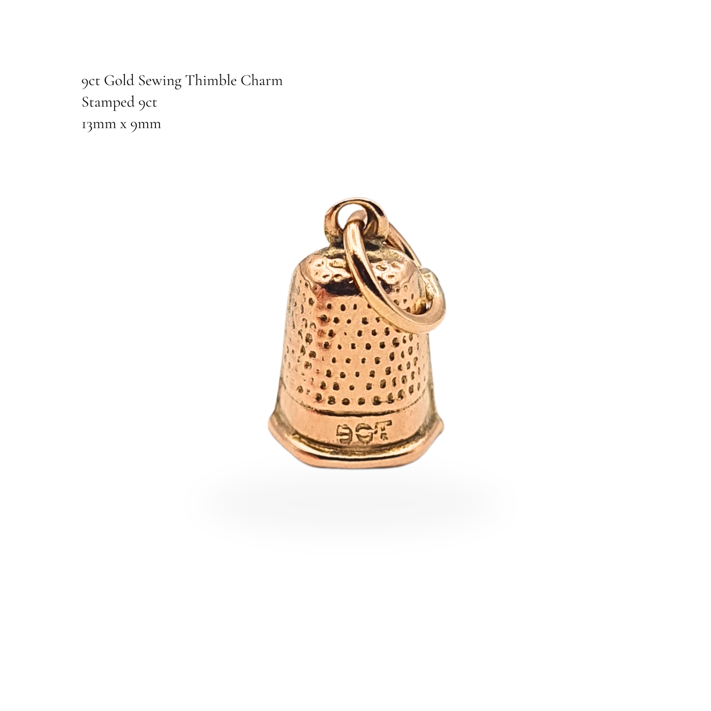 9ct Gold Tiny Thimble Charm Sewing Pendant