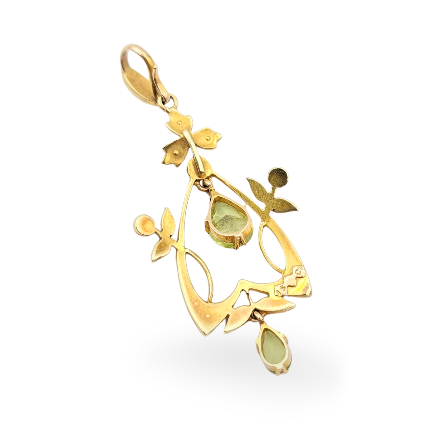 15ct Gold Victorian Peridot Seed Pearl Pendant, Antique With Flaws