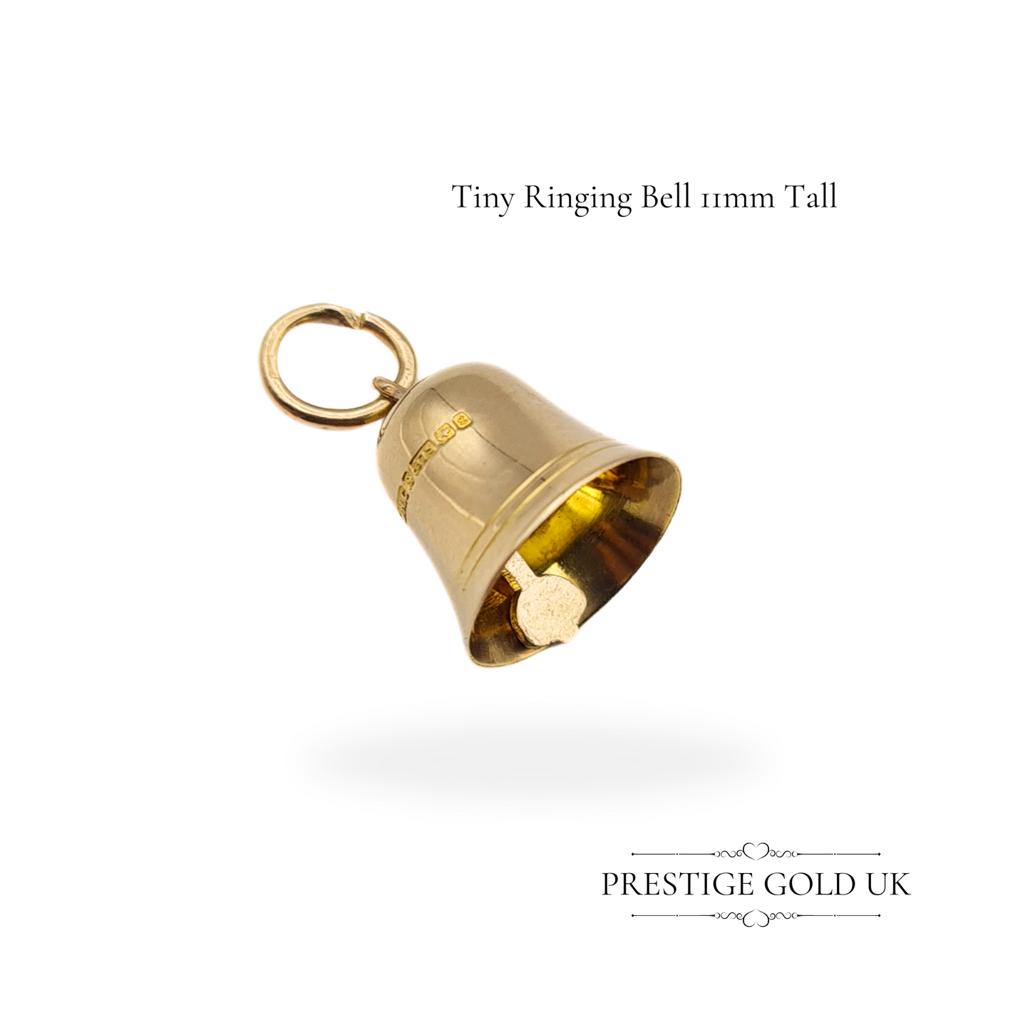 Vintage 9ct Gold Bell Charm Pendant, Fully Hallmarked Birmingham 1985, Ringing Noise