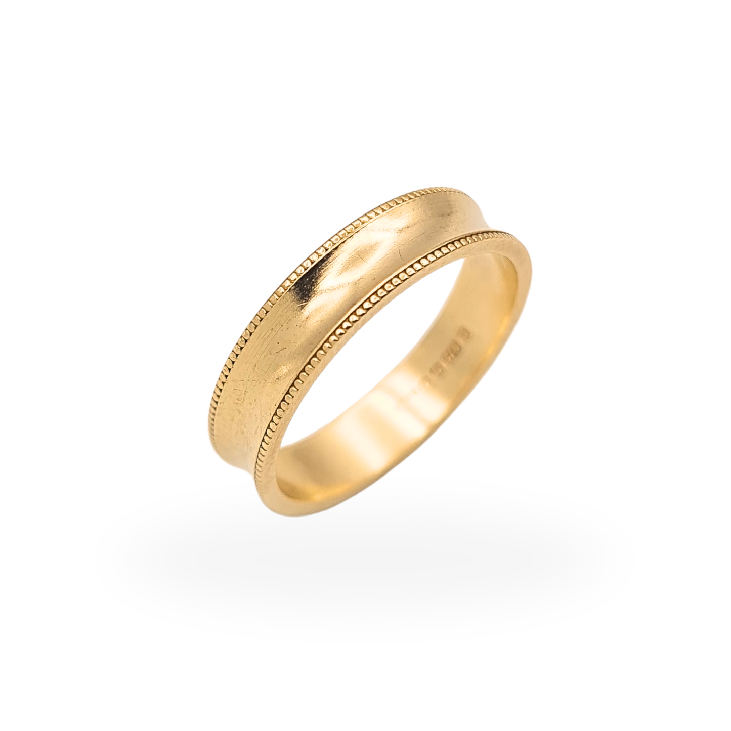 9ct Gold Dished Bead Edge Wedding Ring Hallmarked 1992 UK K US 5.25