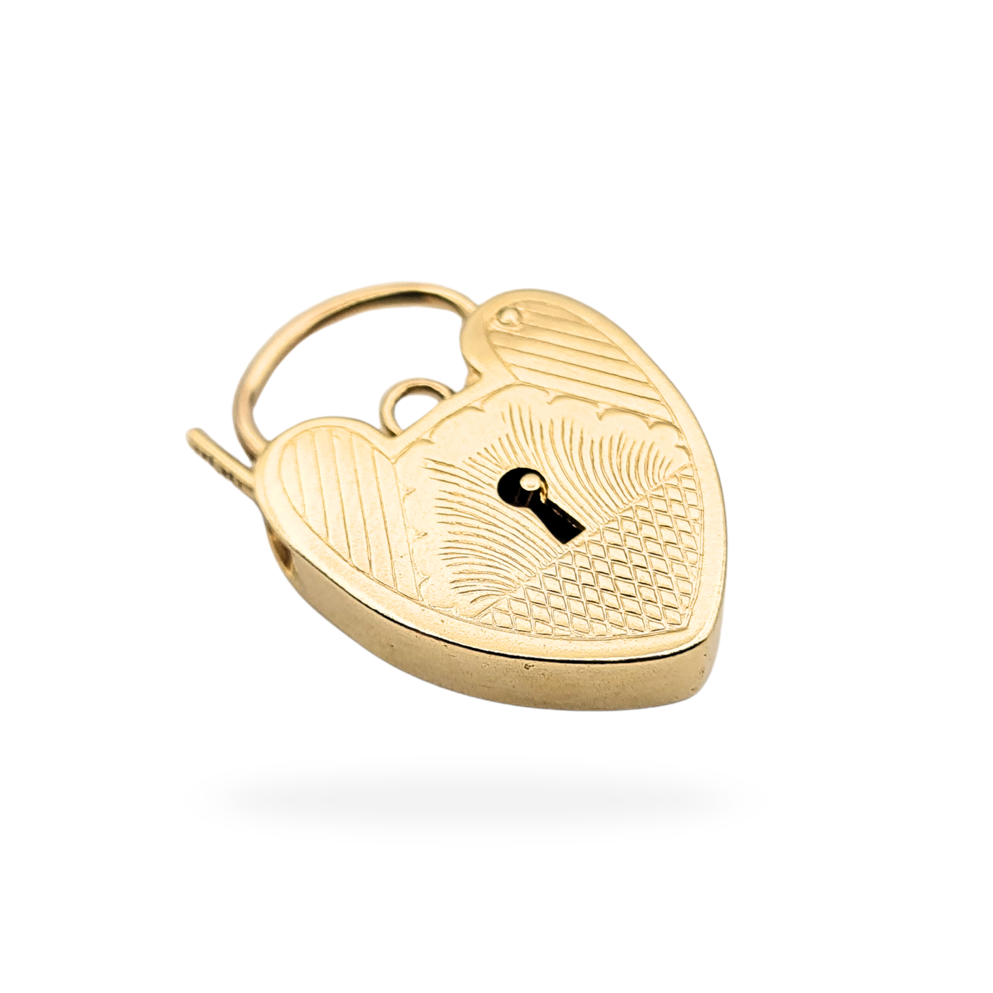 Very Large 9ct Gold Heart Padlock Pendant, 1969, Engraved Charm