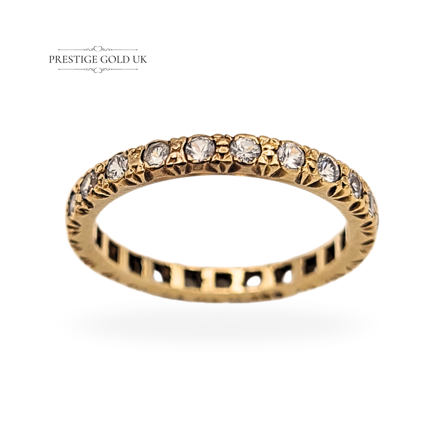 9ct Gold Spinel Eternity Ring, UK O, US 7 Vintage Stacking Ring