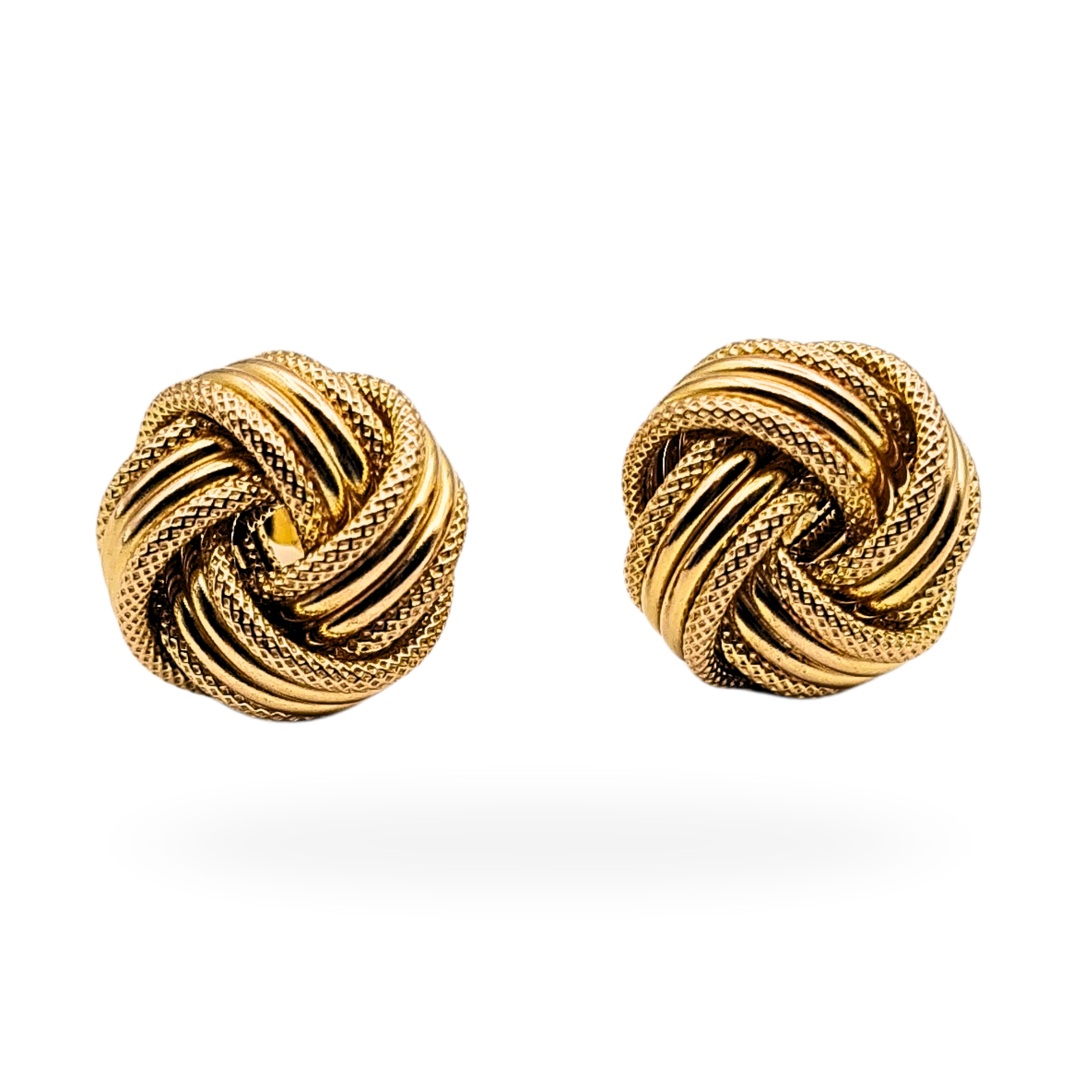 Large 9ct Gold Knot Stud Earrings, 12mm Woolmark Twist With Butterfly Backs