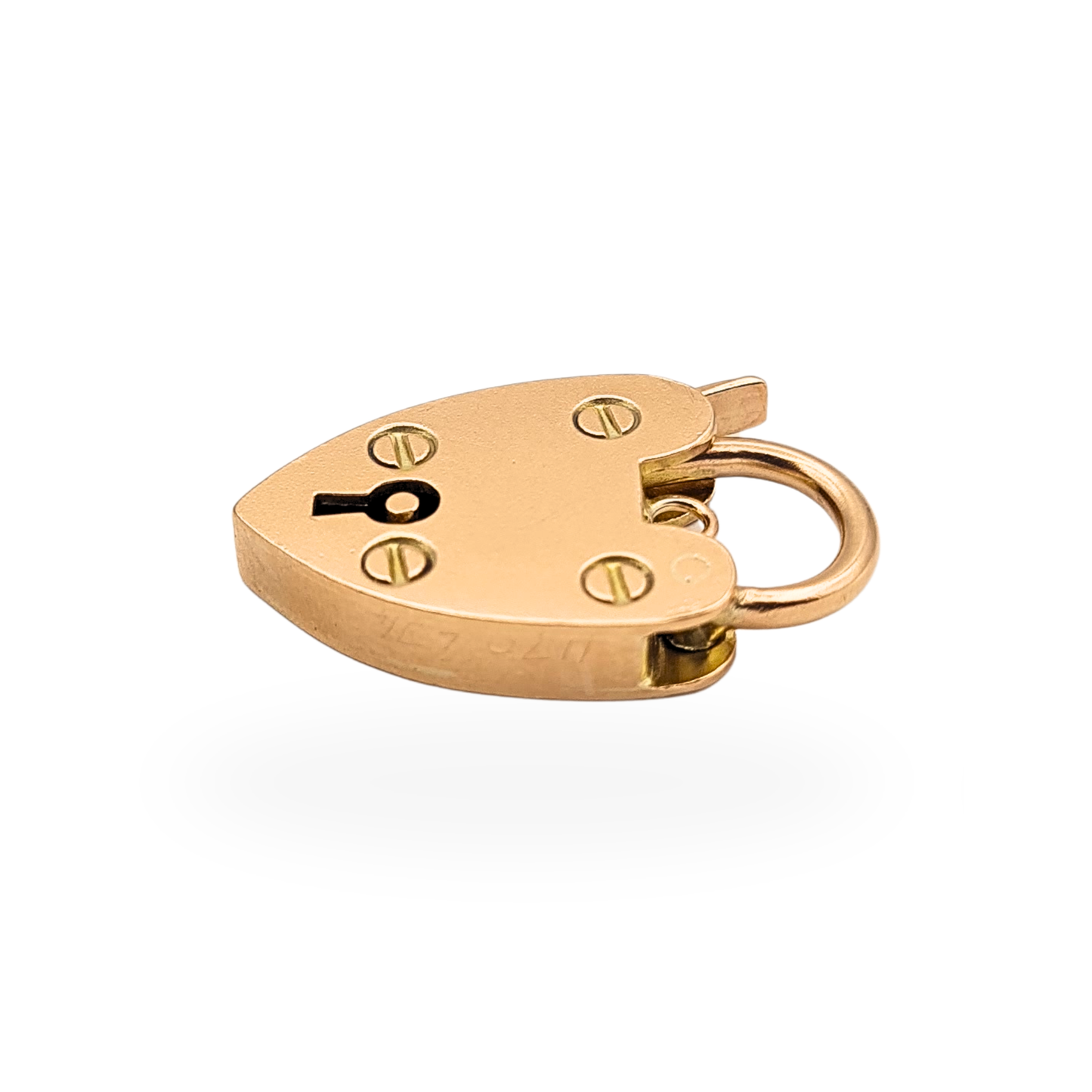 Large 9ct Rose Gold Heart Padlock Clasp Antique 24mm Solid Gold JG&S