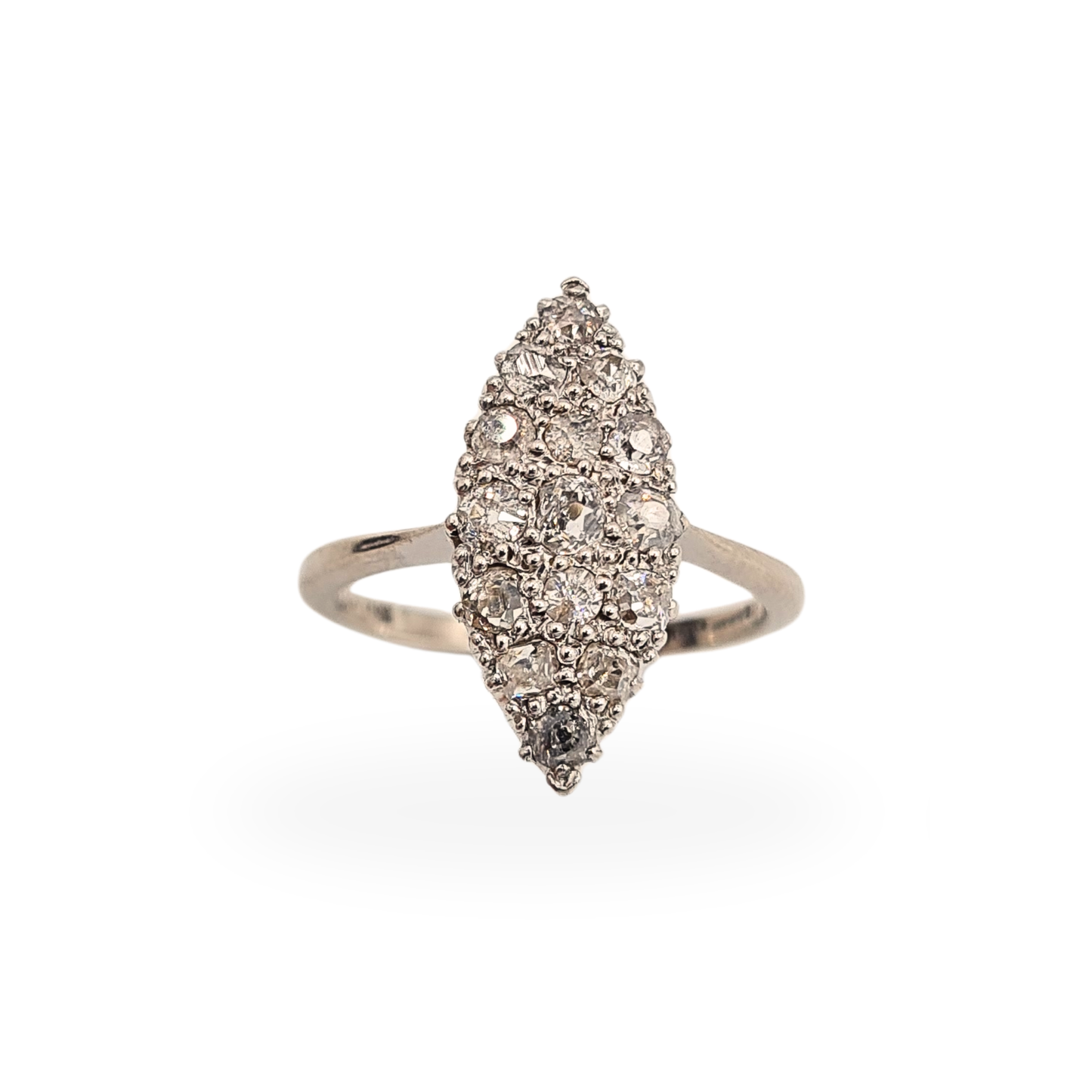 18ct White Gold Marquise Diamond Cluster Ring  UK L US 6
