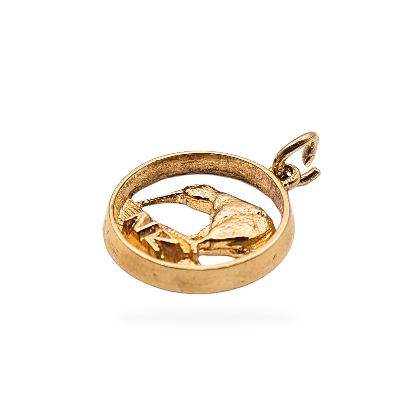 Quality Solid 9ct Gold NZ Kiwi Charm, 13mm Round