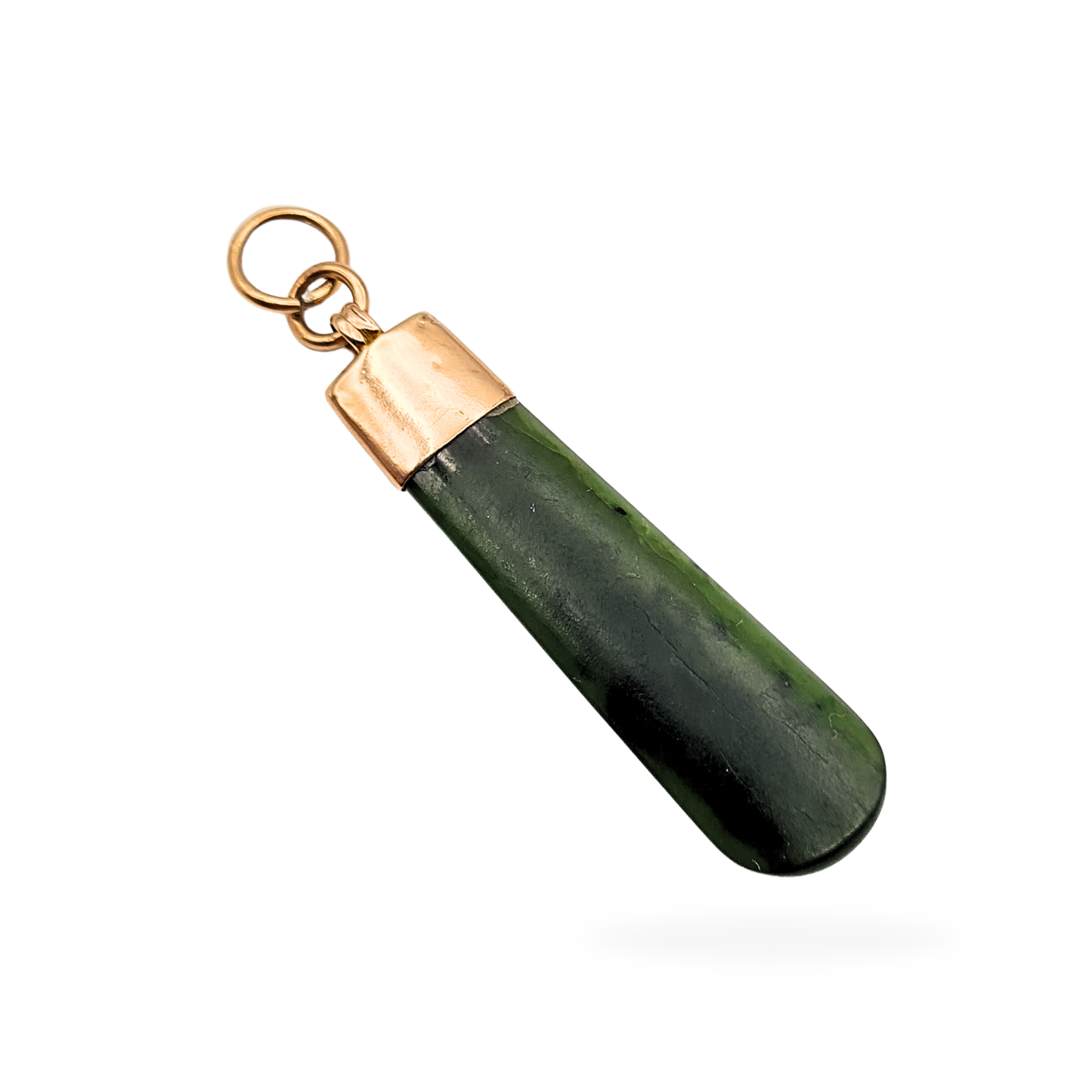 9ct Rose Gold Nephrite Jade Drop Pendant 50mm Teardrop