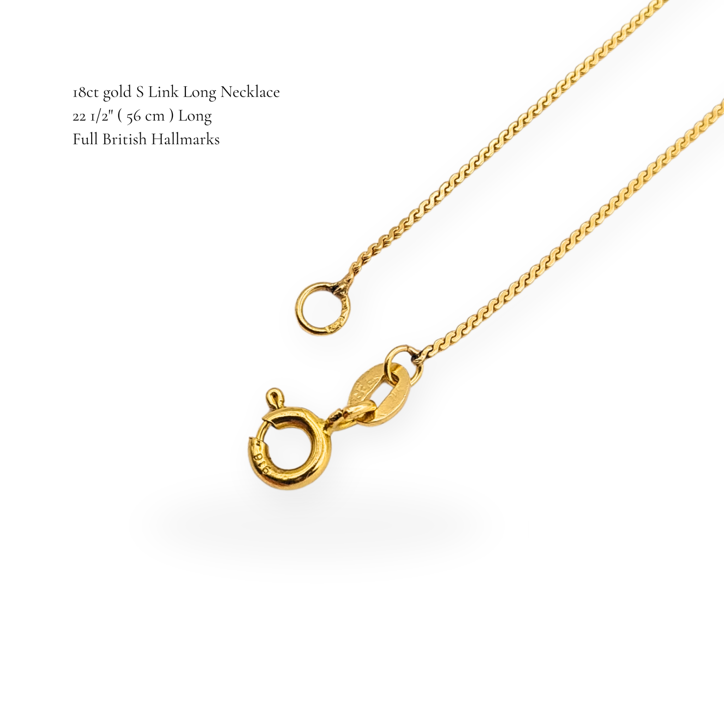 24" Long 18ct Gold Chain Necklace Fine S Link 60cm