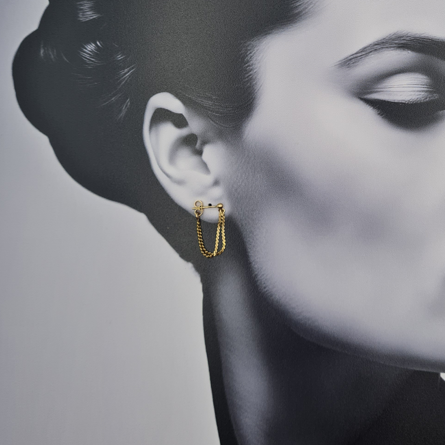 9ct Gold Chain Dangle Earrings, S Link Double Chain