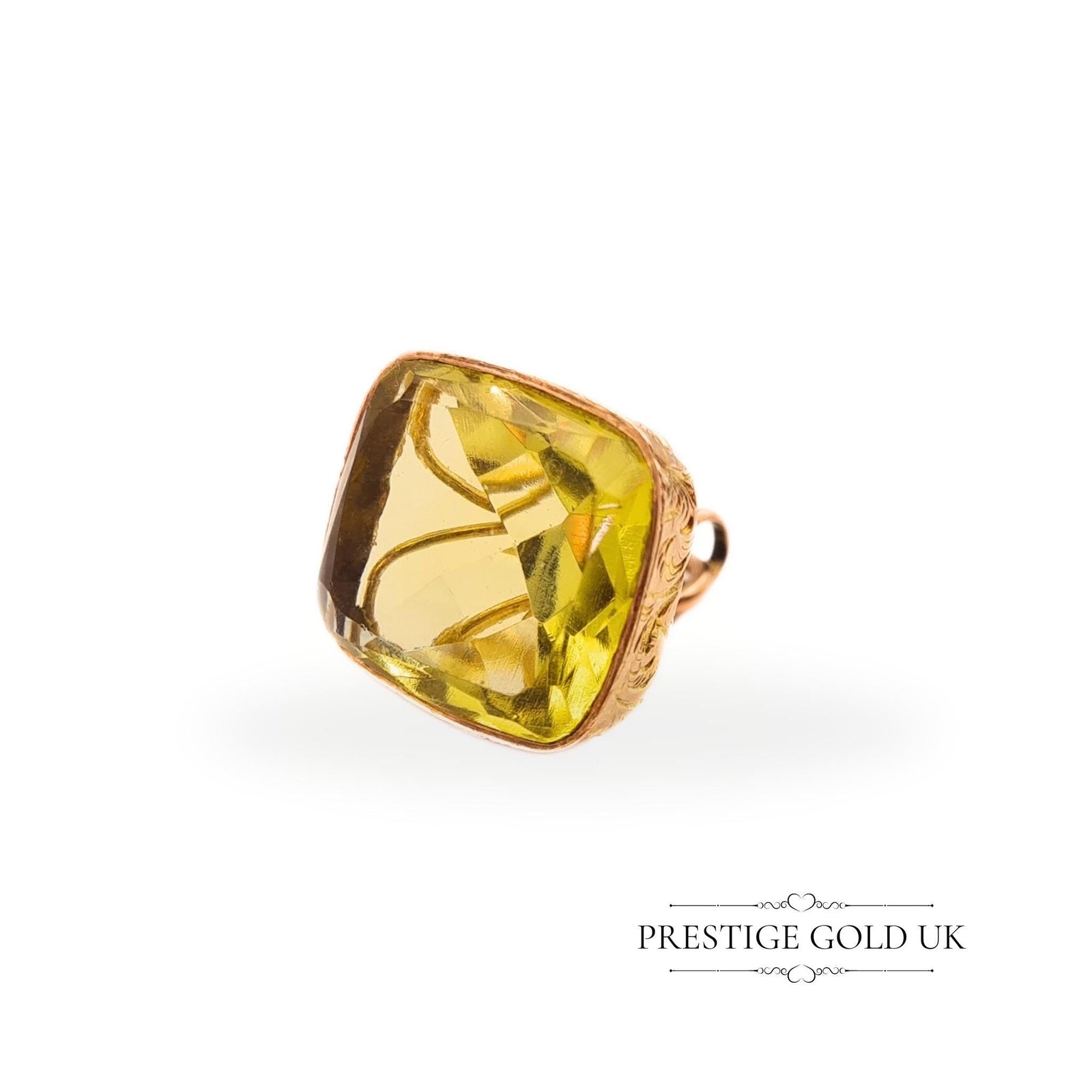 Antique 9ct Gold & Lemon Yellow Quartz Georgian Fob