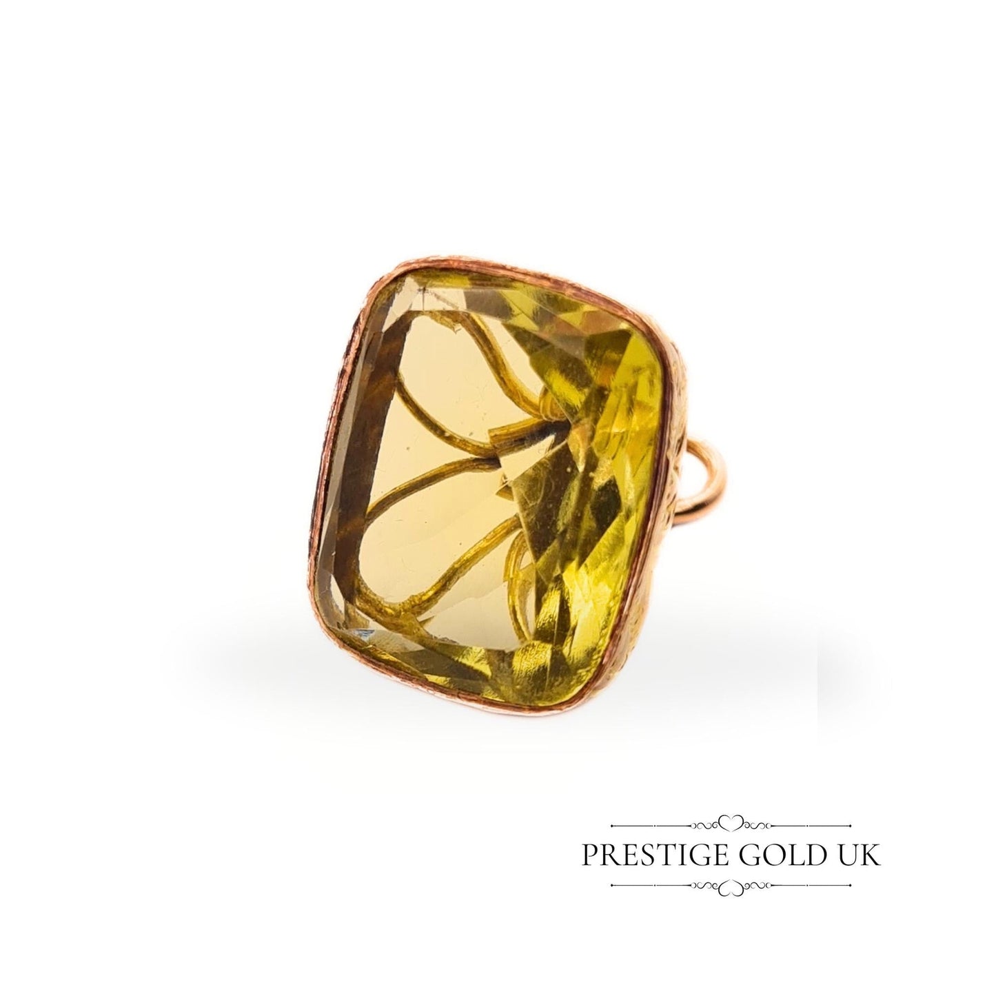 Antique 9ct Gold & Lemon Yellow Quartz Georgian Fob