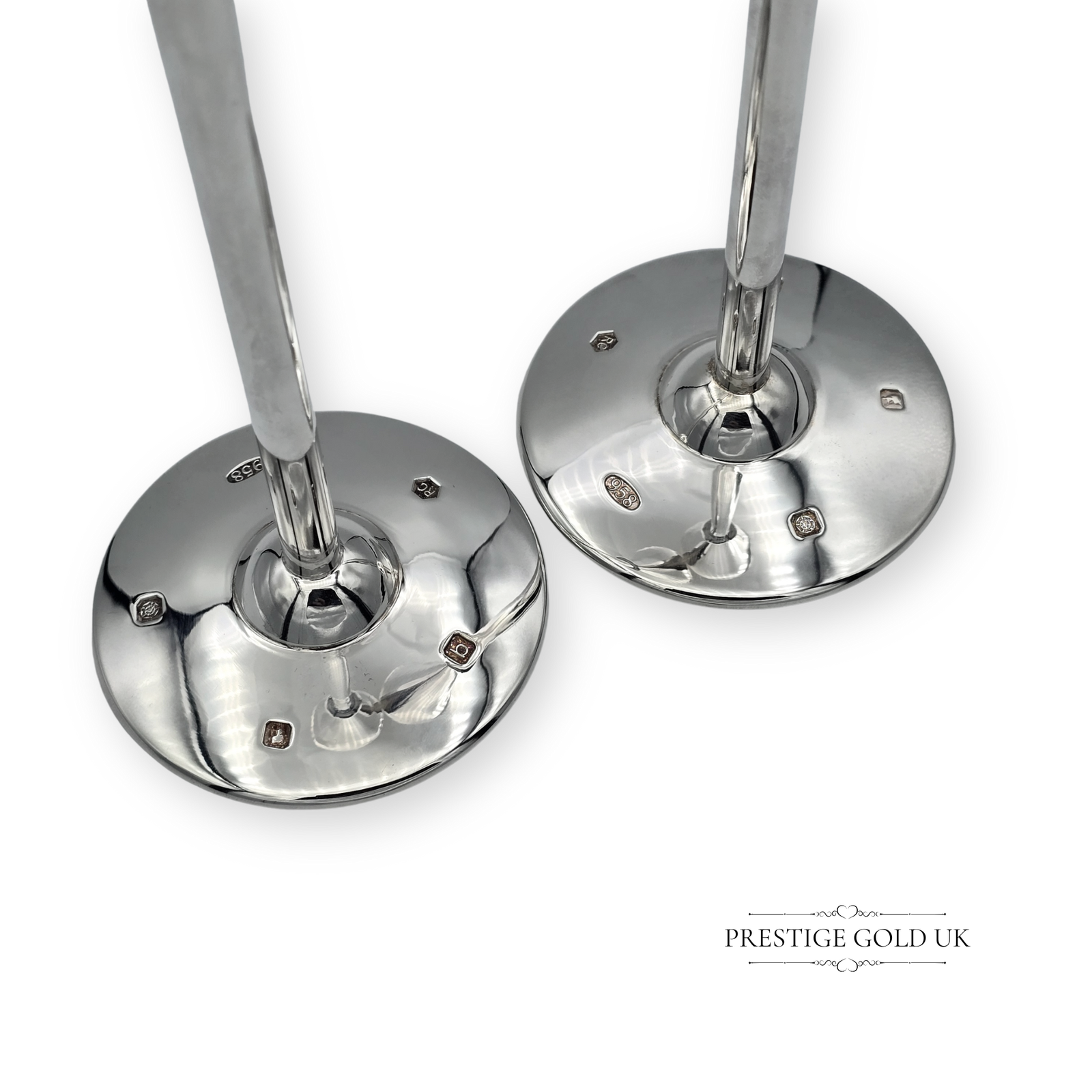 Britannia Silver Flutes Carrs Sheffield 2001 12" ( 30 cm) Boxed Wedding Gift